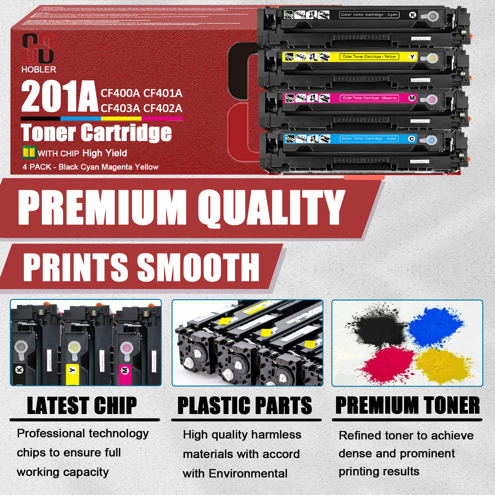 For HP 201A CF400A CF401A CF403A CF402A Toner Cartridge Work for HP LaserJet Pro M252dw M252dn M252n MFP M277n M277dw M277c6 Printers