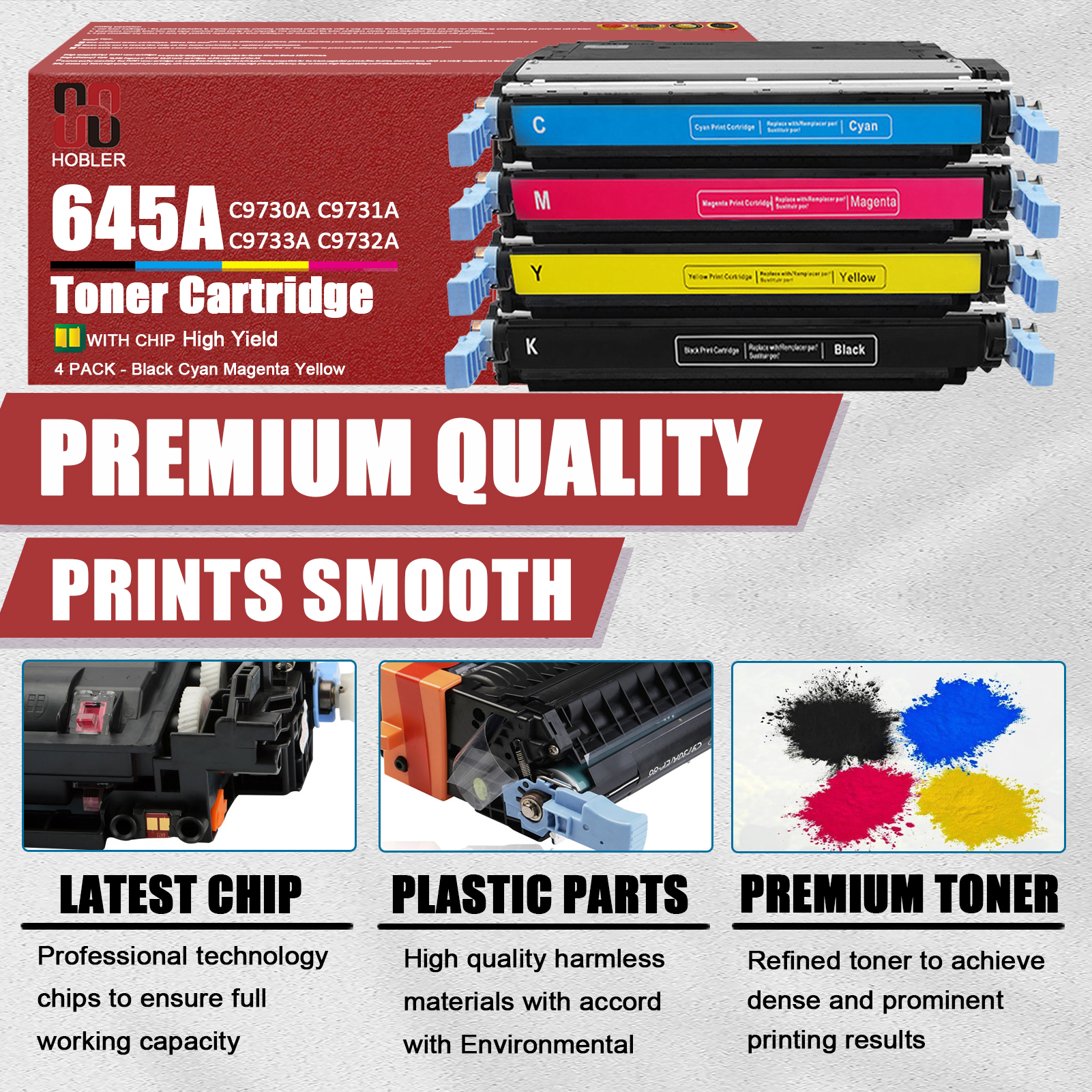For HP 645A C9730A C9731A C9733A C9732A Toner Cartridge Work for HP Color 5550 5550dn 5550n 5550dtn 5550hdn 5500 5500dn 5500n Printers