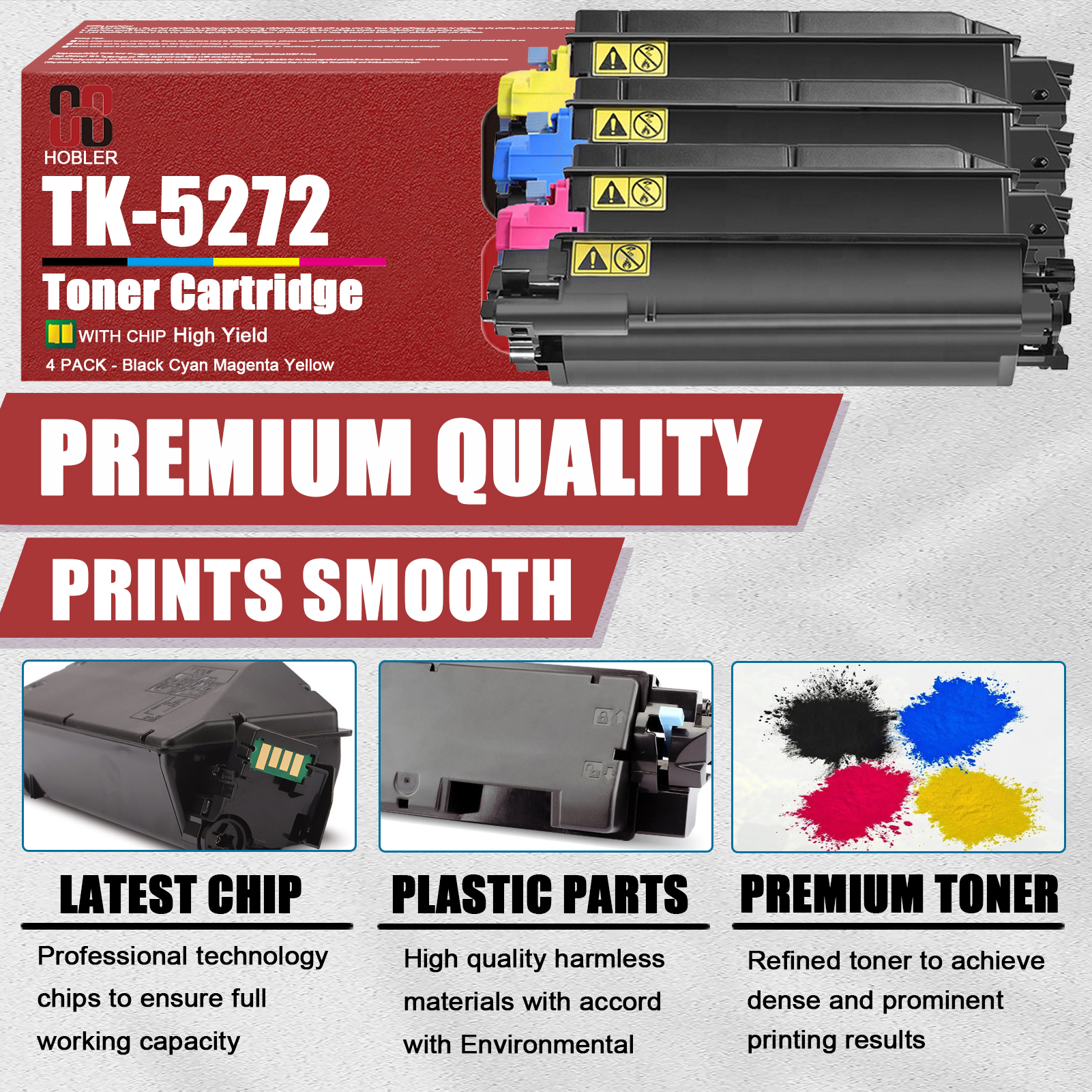 For Kyocera TK-5272 TK-5272K TK-5272C TK-5272M TK-5272Y Toner Cartridge Work for Kyocera Ecosys M6235cidn M6630cidn P6230cdn Printers