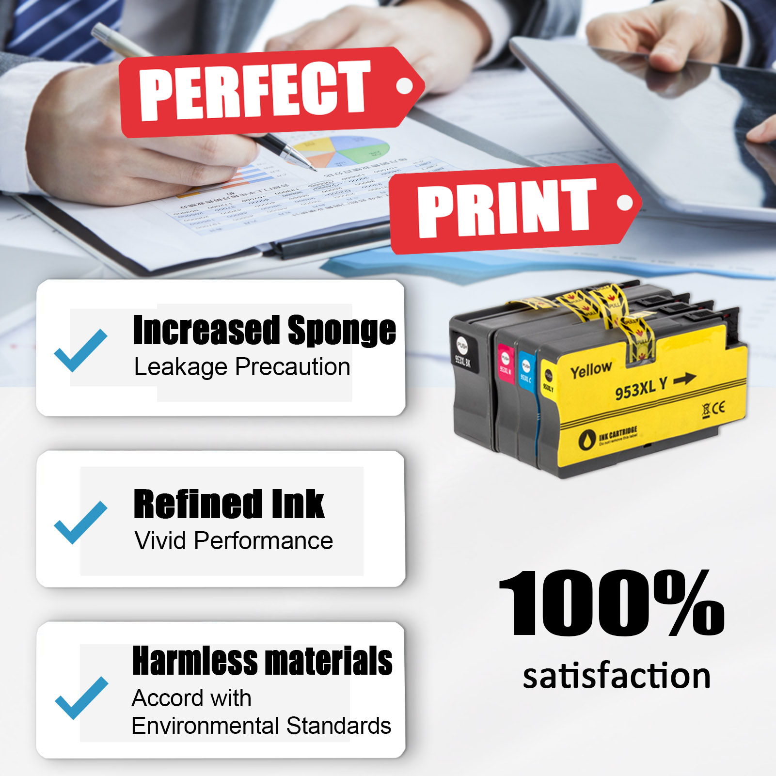 For HP 953XL Ink Cartridge Work For HP OfficeJet Pro 7720 7730 7740 8210 8216 8218 8710 8715 8718 8720 8725 8728 8730 8740 Printers-PrintsBoost