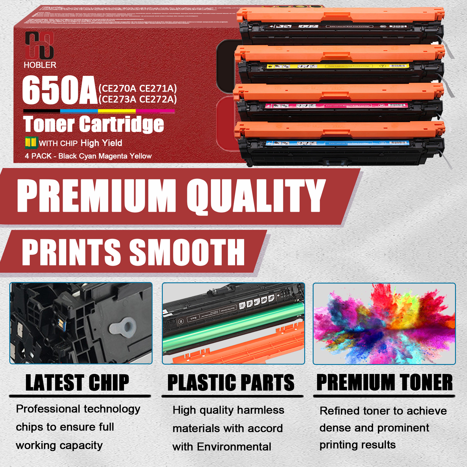 For HP 650A CE270A CE270A CE271A CE272A CE273A Toner Cartridge Work for HP Color LaserJet Enterprise CP5525dn CP5525n CP5525xh M750dn M750n M750xh Printers