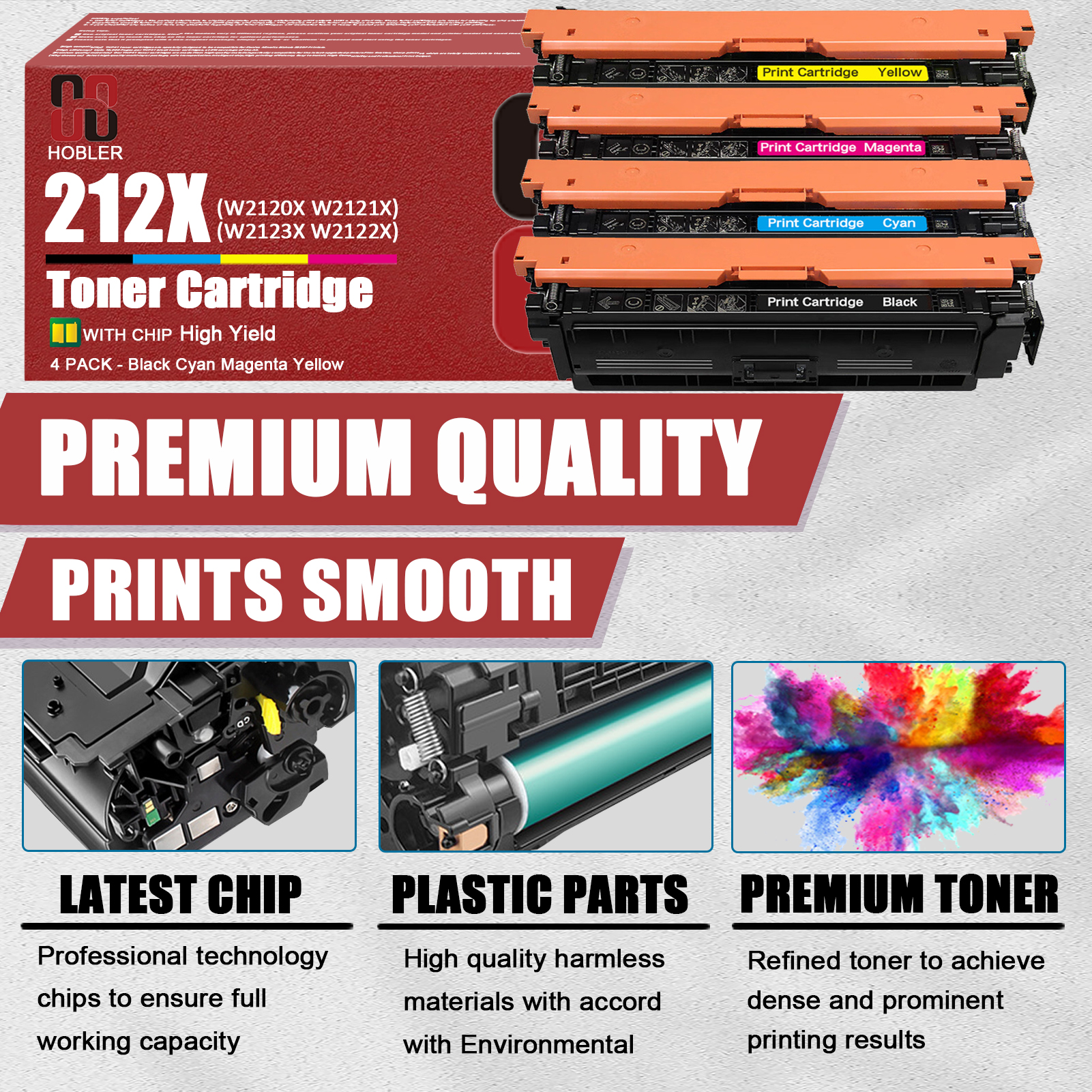 For HP 212X W2120X W2121X W2122X W2123X Toner Cartridge Work for HP LaserJet Enterprise M555dn M554dn M555x M578f M578dn M578c M578z Printers