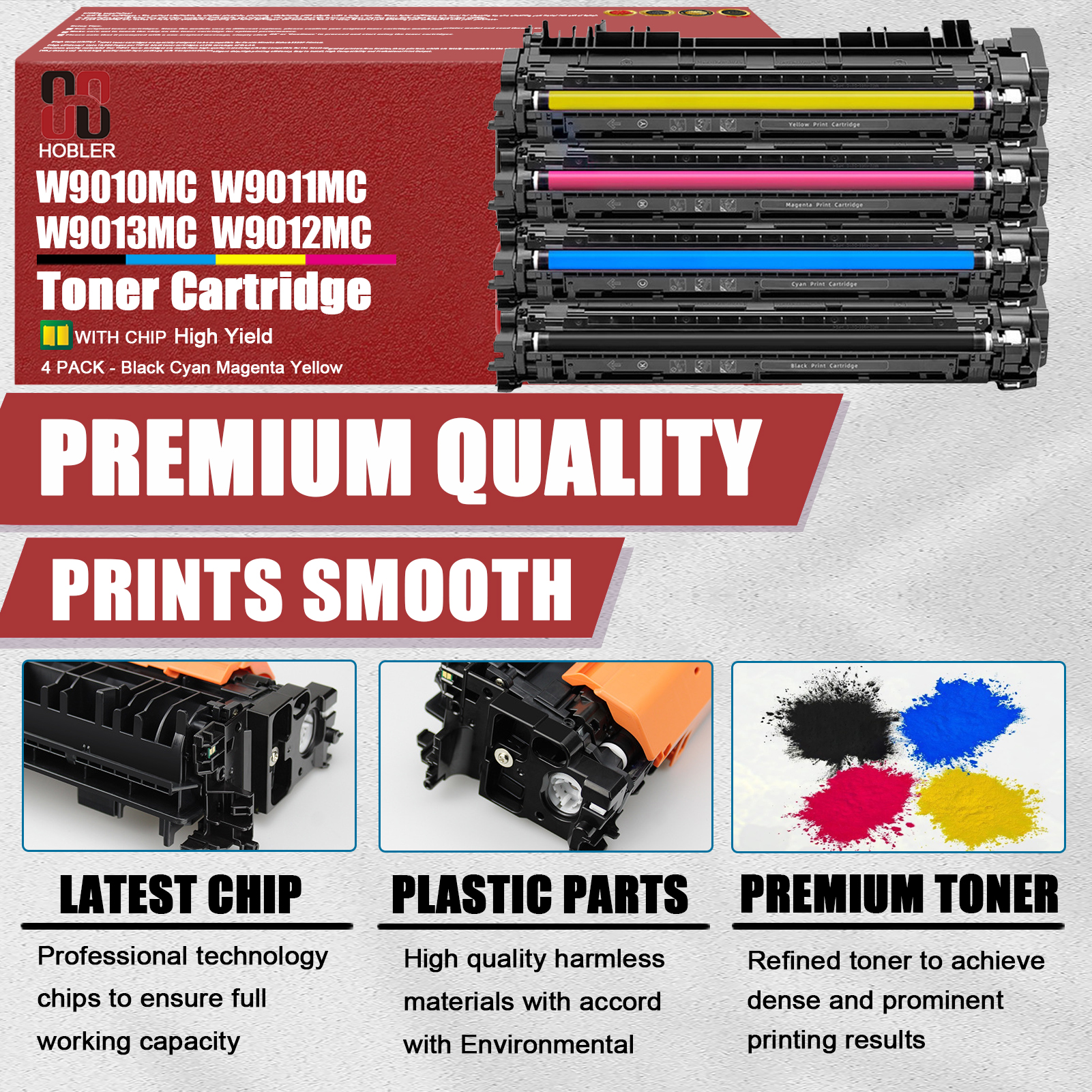 For HP W9010MC W9011MC W9013MC W9012MC Toner Cartridge Work for HP Color LaserJet Managed E85055dn Printer