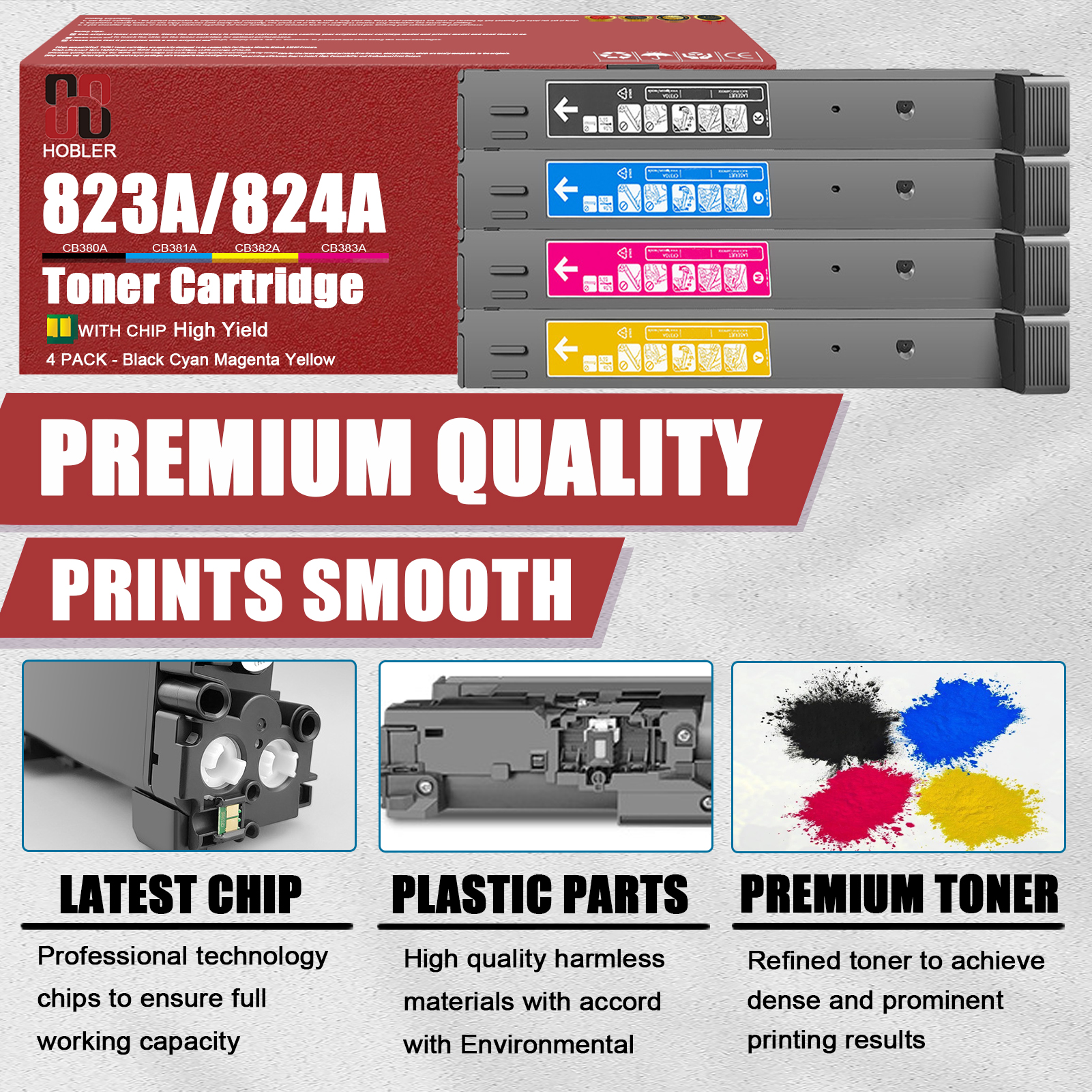 For HP 823A CB380A 824A CB381A CB383A CB382A Toner Cartridge Work for HP Color LaserJet CM6030 CM6030f CM6040f CP6015 CP6015dn Printers