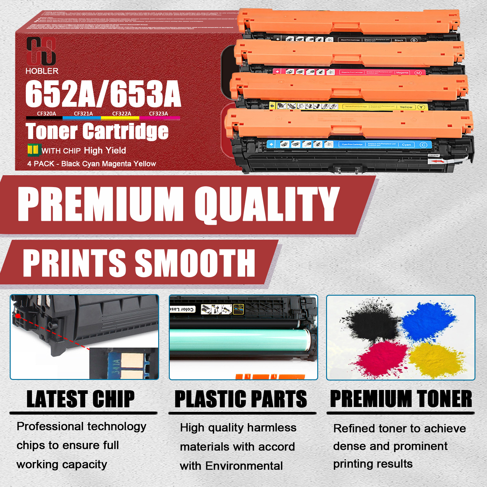 For HP 652A CF320A 653A CF321A CF323A CF322A Toner Cartridge Work for HP Color LaserJet Enterprise M651n M651dn M651xh Flow MFP M680z M680dn M680f Printers