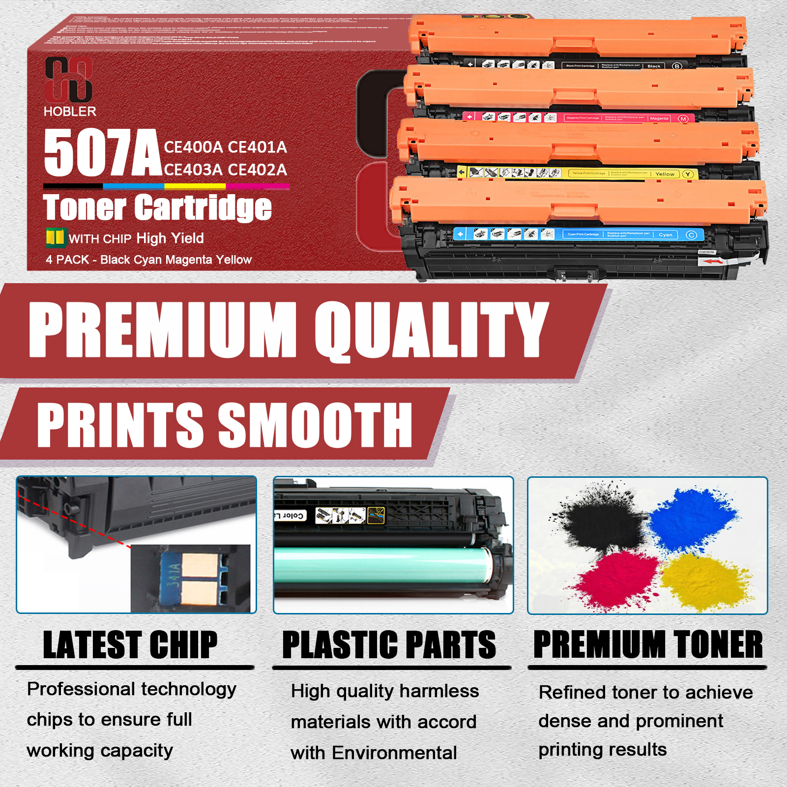 For HP 507A CE400A CE401A CE403A CE402A Toner Cartridge Work for HP Color LaserJet M570dn Enterprise 500 color M551dn M551n M551xh MFP M575dn M575f M575c Printers
