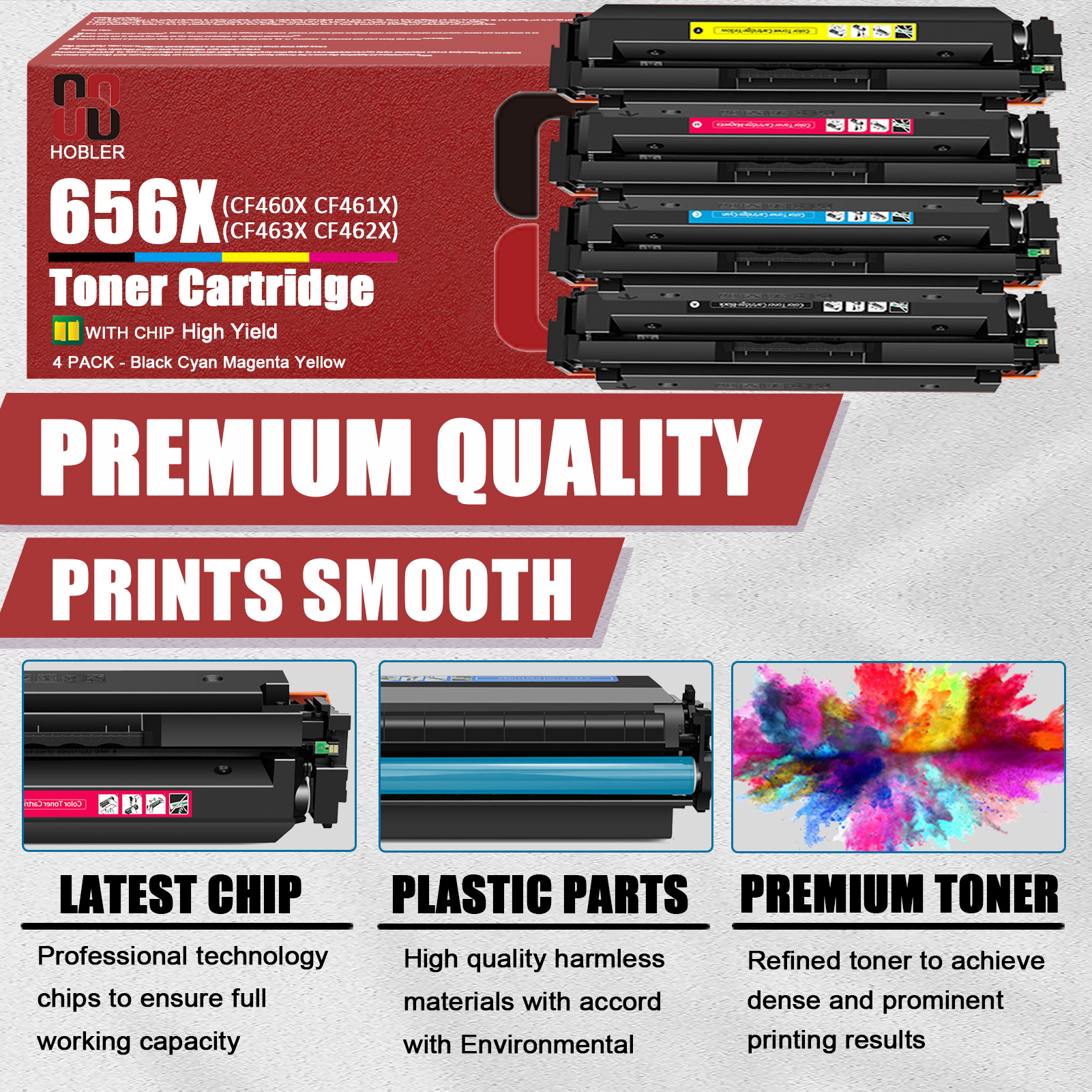 For HP 656X CF460X CF461X CF463X CF462X Toner Cartridge Work for HP Color LaserJet Enterprise M652n M652dn M653dn M653x Printers