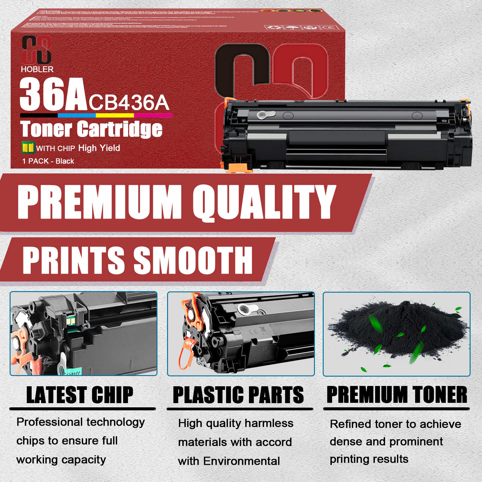 For HP 36A CB436A Toner Cartridge Work for HP LaserJet P1505 P1505n MFP M1522n M1522nf M1120 Printers