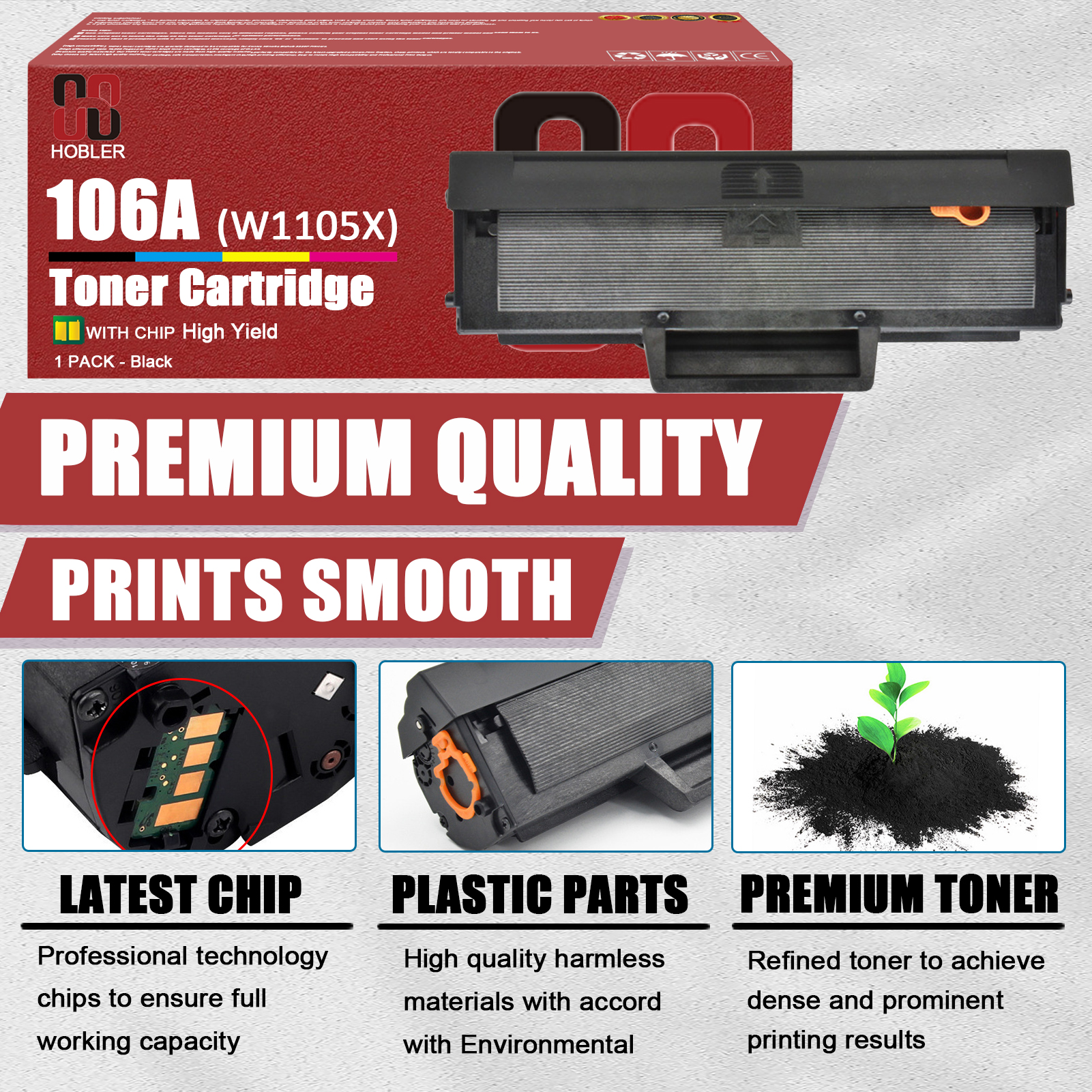 For HP 106A W1106A Toner Cartridge Work for HP Laser MFP 107a 107w 135a 135w 137fnw Printers