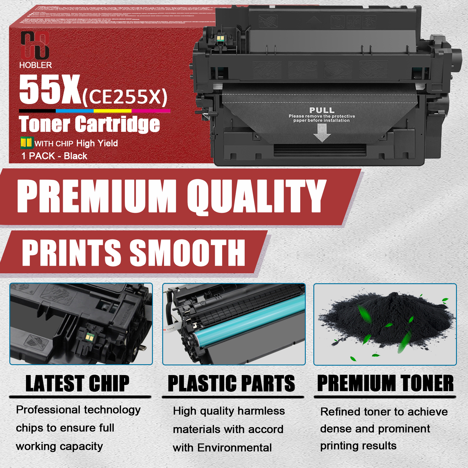 For HP 55X CE255X Toner Cartridge Work for HP LaserJet M521dn P3015d P3015dn P3015n P3015x M525dn M525f M525c Printers