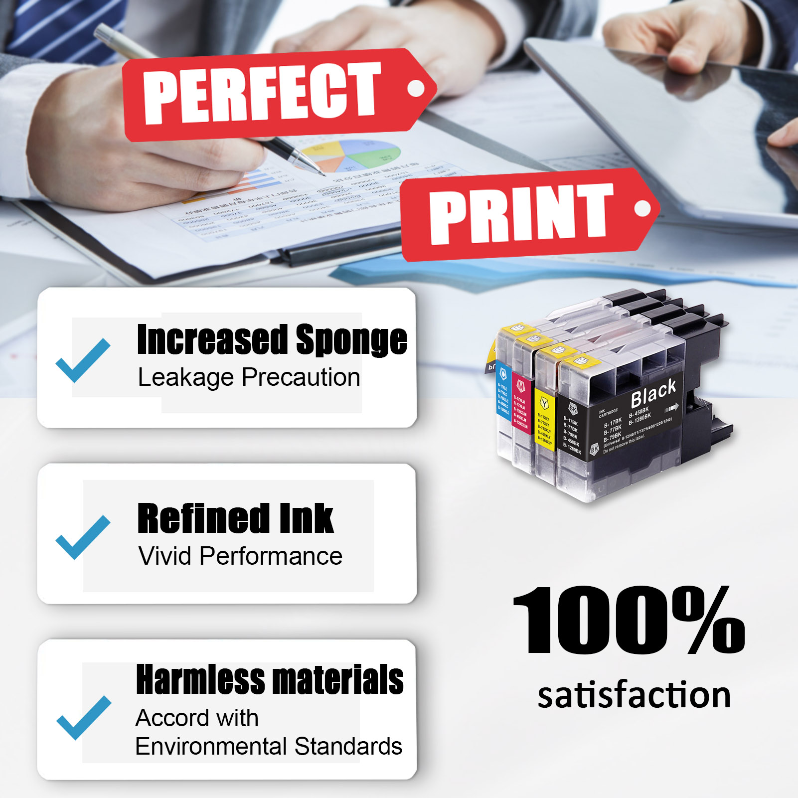 For Brother LC75 LC71 LC77 LC79 Ink Cartridge Work For Brother MFC-J280W MFC-J425W MFC-J430W MFC-J435W MFC-J5910DW MFC-J625DW etc. Printers-PrintsBoost