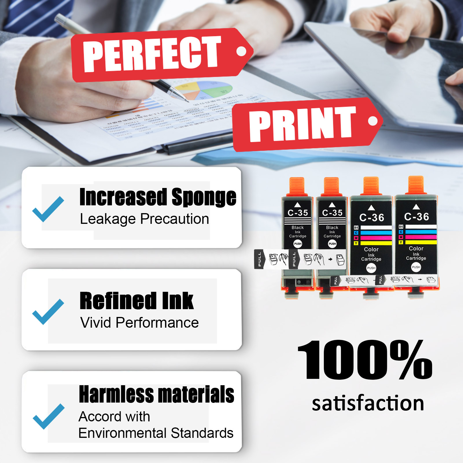 For Canon PGI-35 CLI-36 Ink Cartridge Work For Canon Pixma iP100 iP110 TR150 Mini260 Mini320 Printers-PrintsBoost