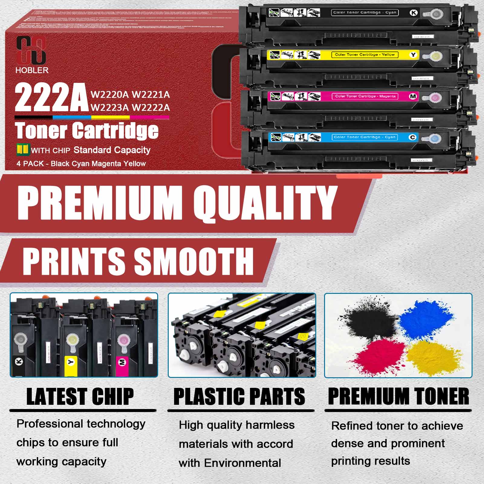 For HP 222A W2220A W2221A W2223A W2222A Toner Cartridge Work for HP Laserjet Pro 3288dw 3288dn MFP 3388sdw 3388fdw 3388fdn Printers