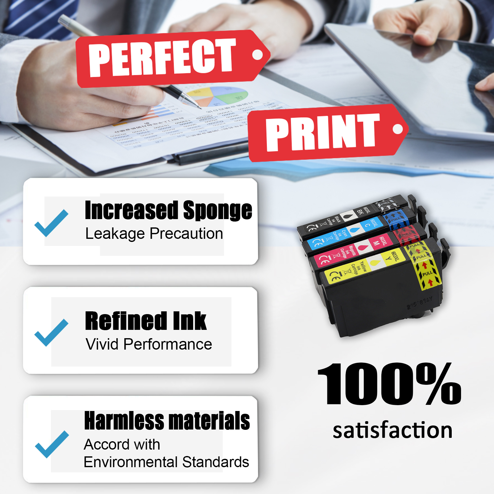 603XL Ink Cartridges Work for Epson XP-2100 XP-2150 XP-3100 XP-3150 XP-4100 WF-2810DWF WF-2820 WF-2830DWF Printers