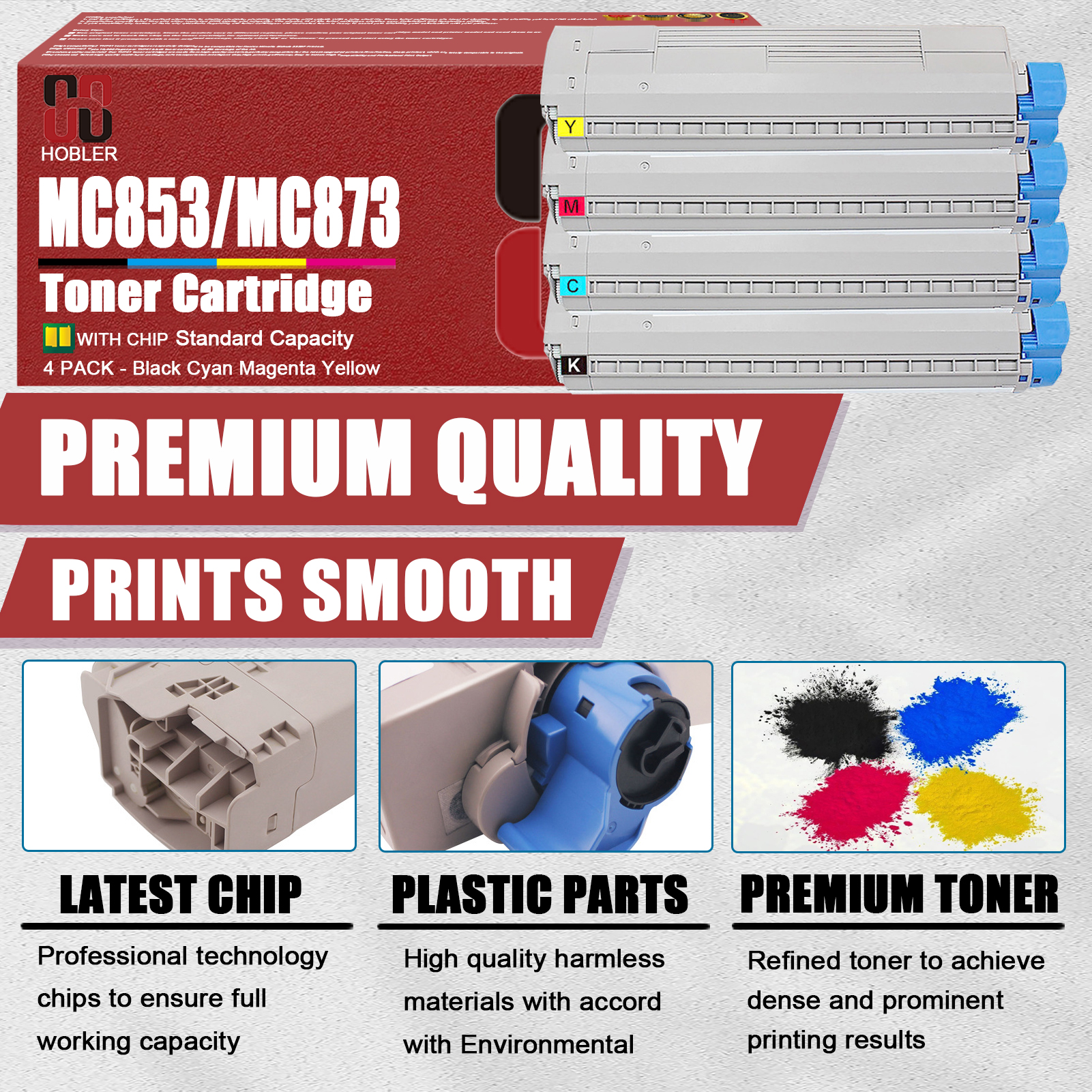 For OKI MC853 MC873 45862840 45862839 45862838 45862837 Toner cartridge Work for OKI MC853dn MC853 MC873dn MC873 Printers