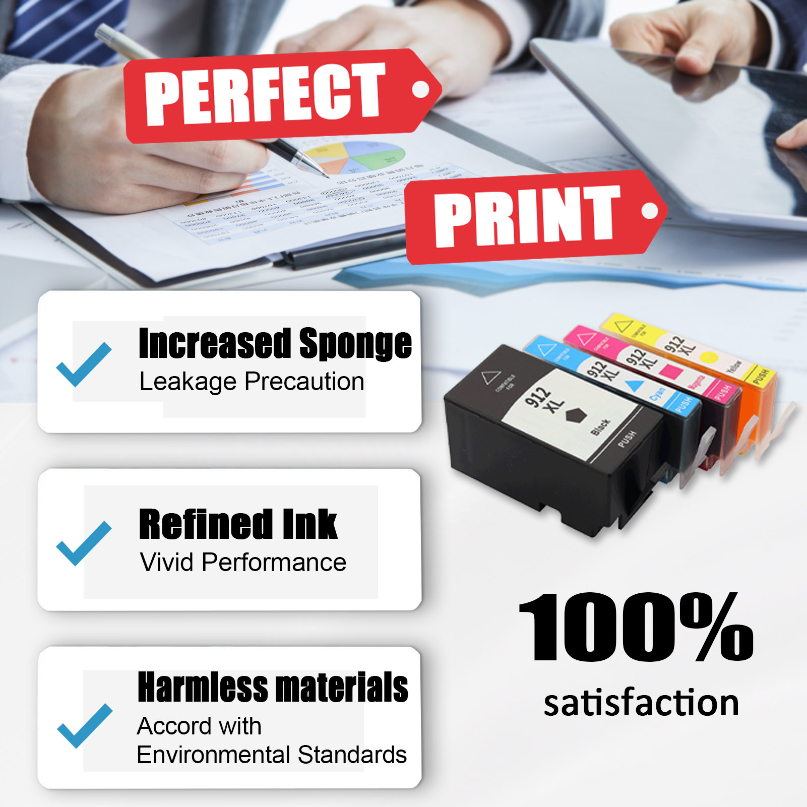  For HP 912XL Ink Cartridge Work For HP OfficeJet 8012 8014 8015 8017 8022 8023 8024 8025 Printers