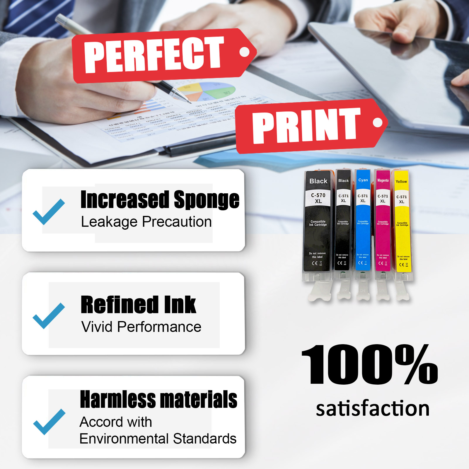For Canon PGI-570XL CLI-571XL Ink Cartridge Work For Canon Pixma MG5750 MG5751 MG5752 MG5753 MG6850 MG6851 MG6852 MG6853 MG7750 MG7751 MG7752 MG7753 TS6050 TS6051 TS6052 TS5050 TS5051 TS5052 TS5053 Printers-PrintsBoost