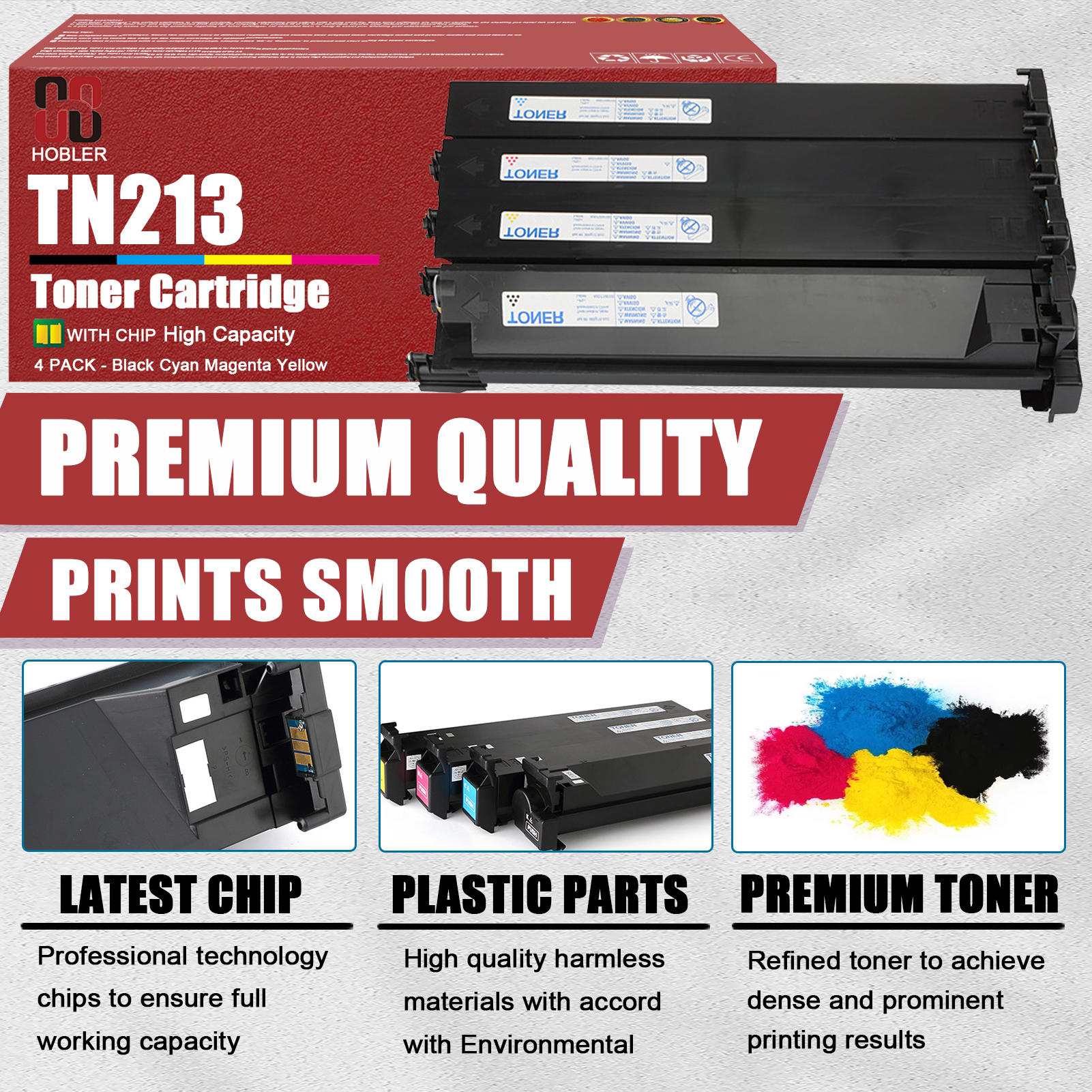 For Konica Minolta TN213 TN-213 Toner Cartridge Work for Bizhub C203 C253 Printers, Black │A0D7132, Cyan │A0D7432, Magenta │A0D7332, Yellow │A0D7232-PrintsBoost