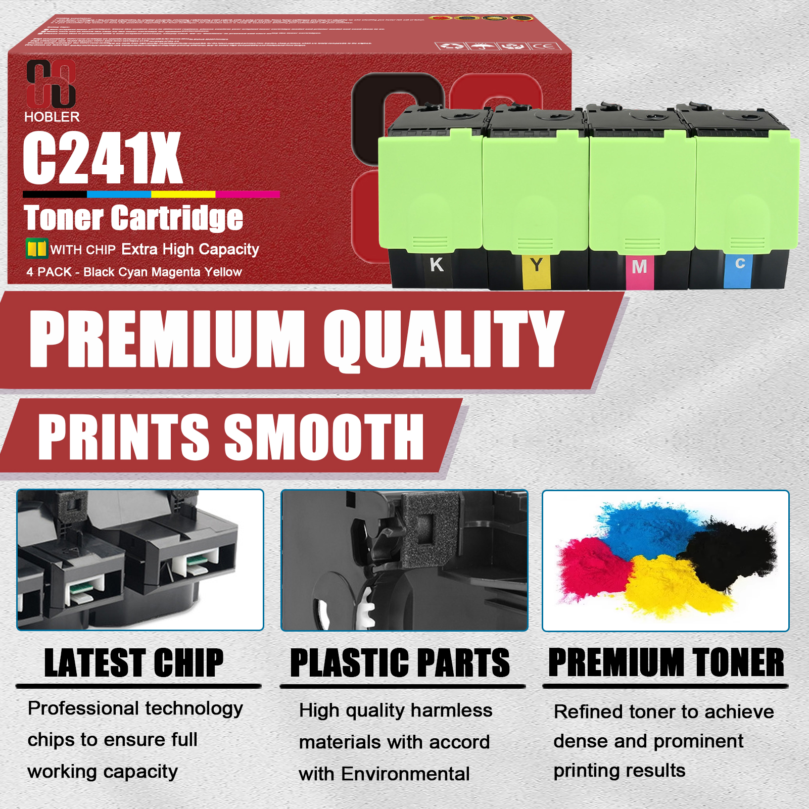 For Lexmark C241XK0 C241XC0 C241XM0 C241XY0 Toner Cartridge Work for Lexmark C2425 C2535 MC2425 MC2535 MC2640 Printers-PrintsBoost