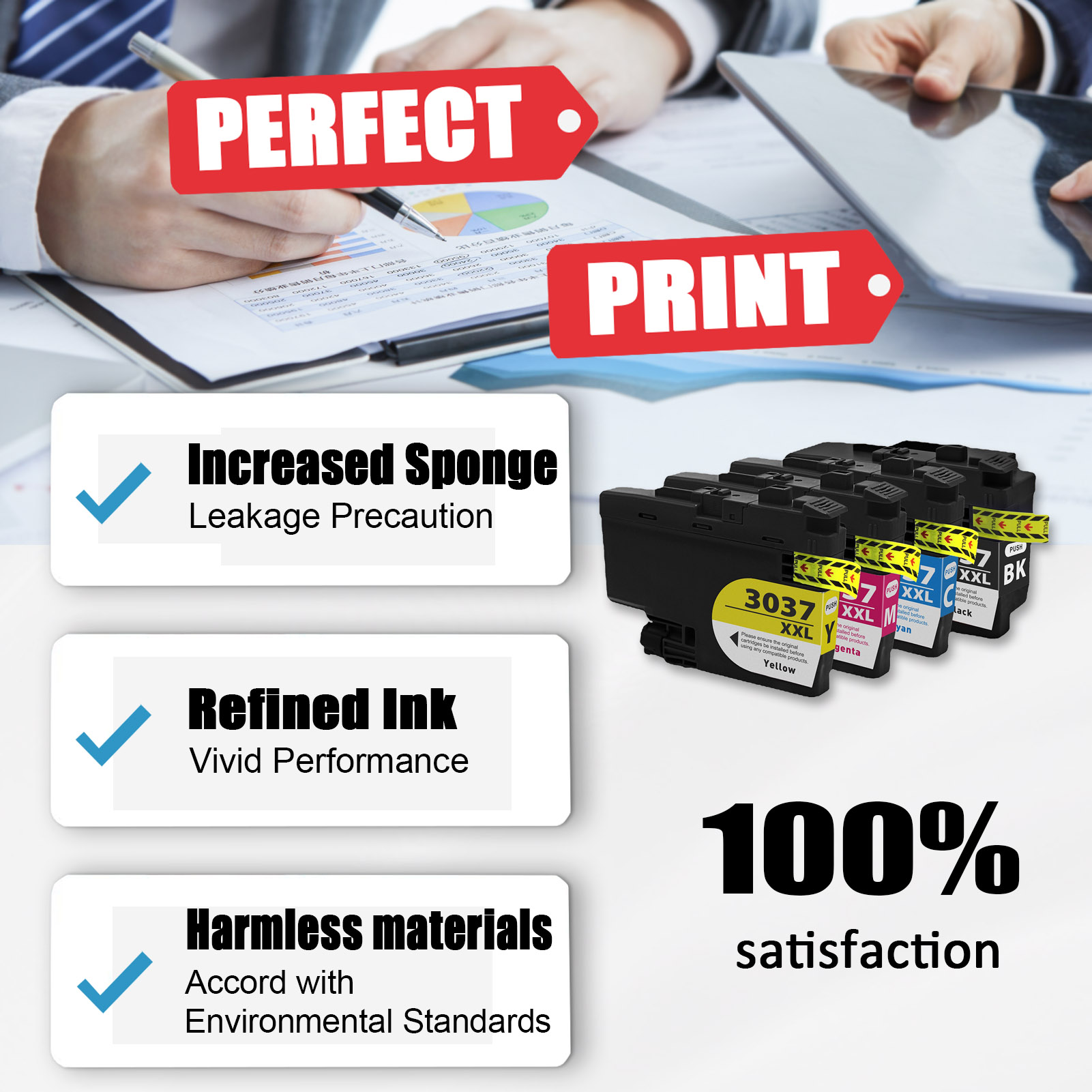 For Brother LC3037XXL Ink Cartridge Work For Brother MFC-J5845DW MFC-J5845DWXL MFC-J5945DW MFC-J6545DW MFC-J6945DW Printers-PrintsBoost