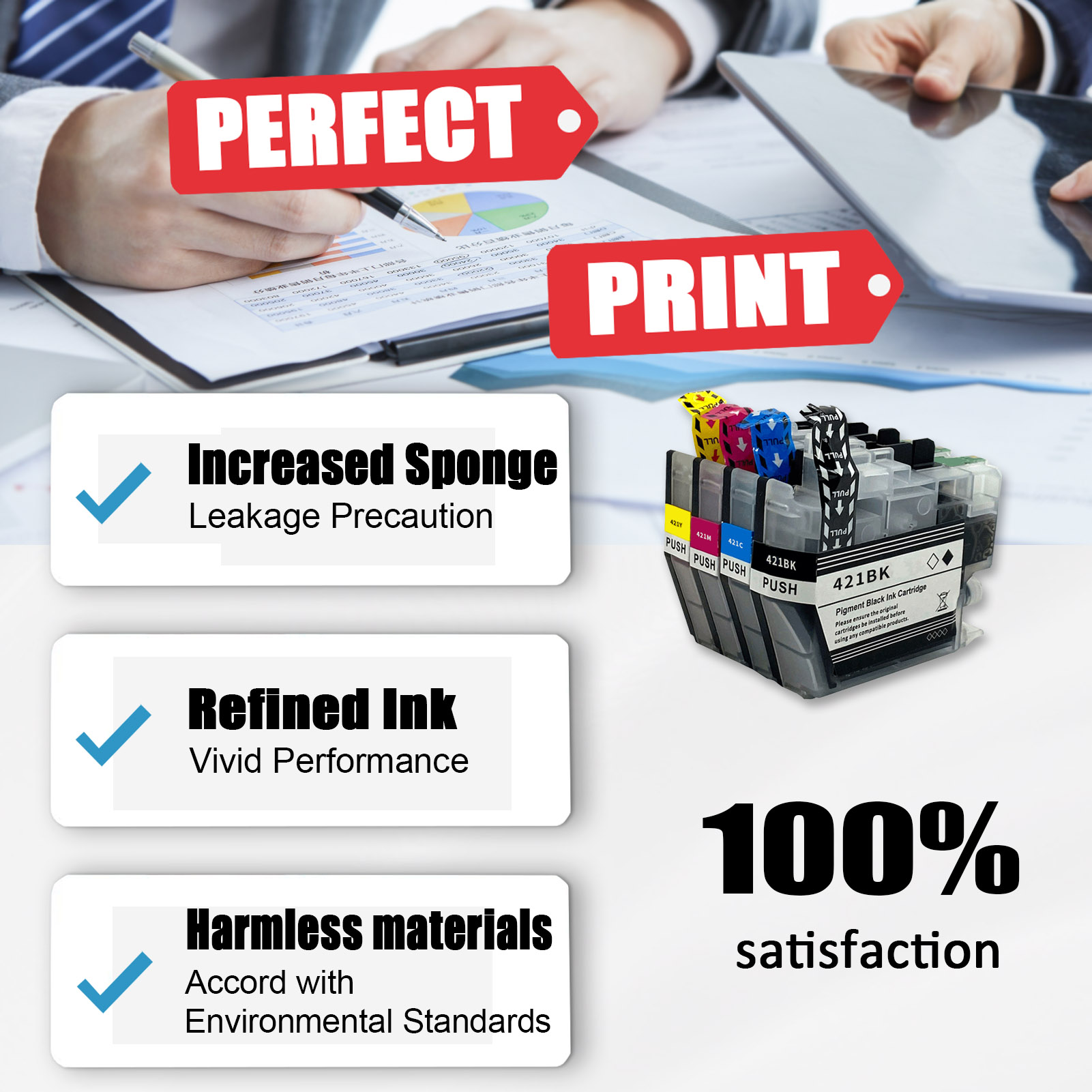 For Brother LC421 Ink Cartridge Work For Brother DCP-J1050DW DCP-J1140DW MFC-J1010DW Printers