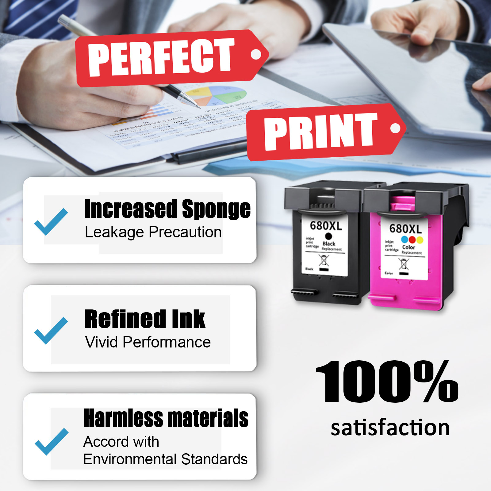 For HP 680XL Ink Cartridge Work For HP Deskjet 1115 1118 2135 2138 2675 2676 2677 2678 3635 3636 3638 3775 3776 3778 3779 Printers-PrintsBoost