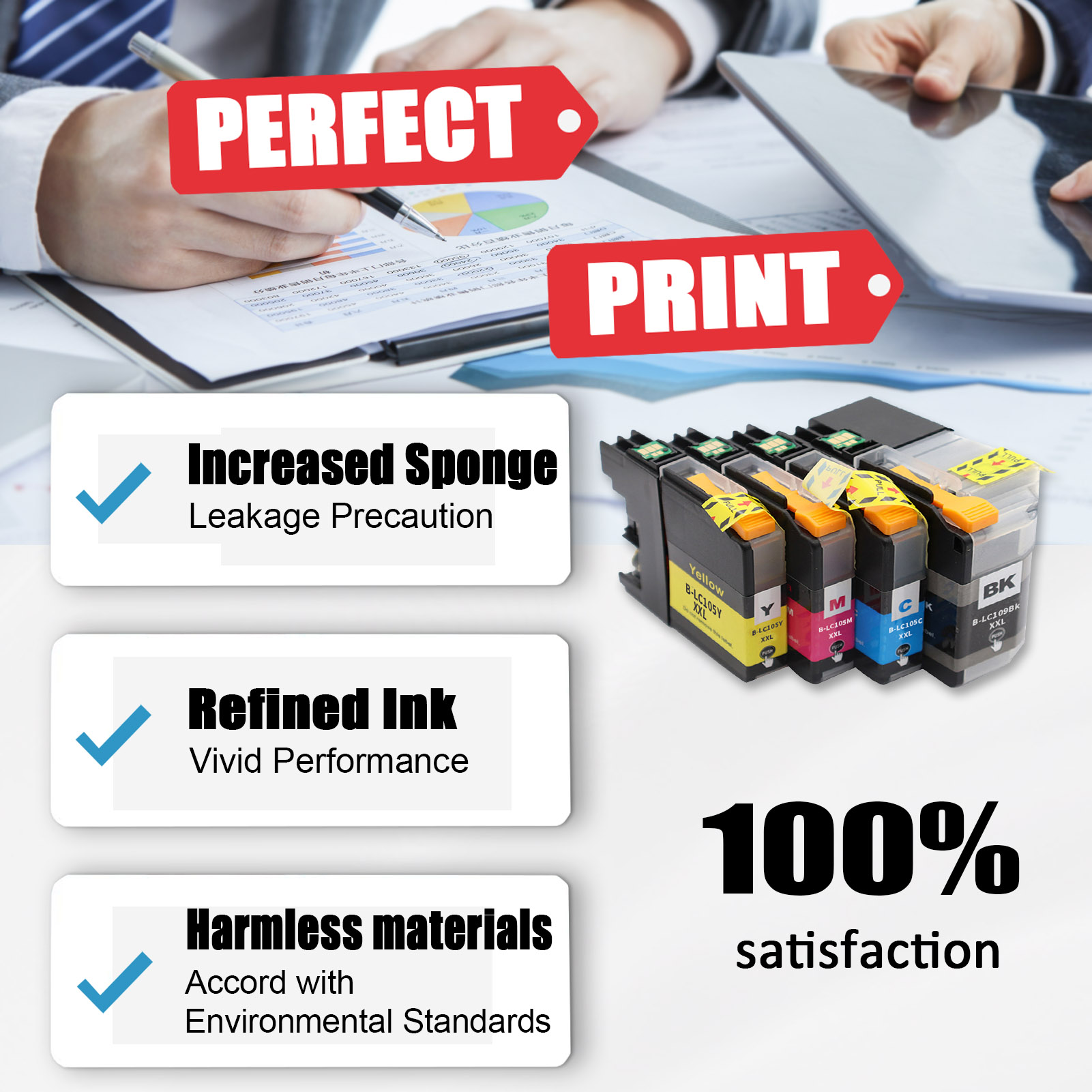 For Brother LC109XXL LC105XXL Ink Cartridge Work For Brother MFC-J6520DW MFC-J6720DW MFC-J6920DW Printers-PrintsBoost