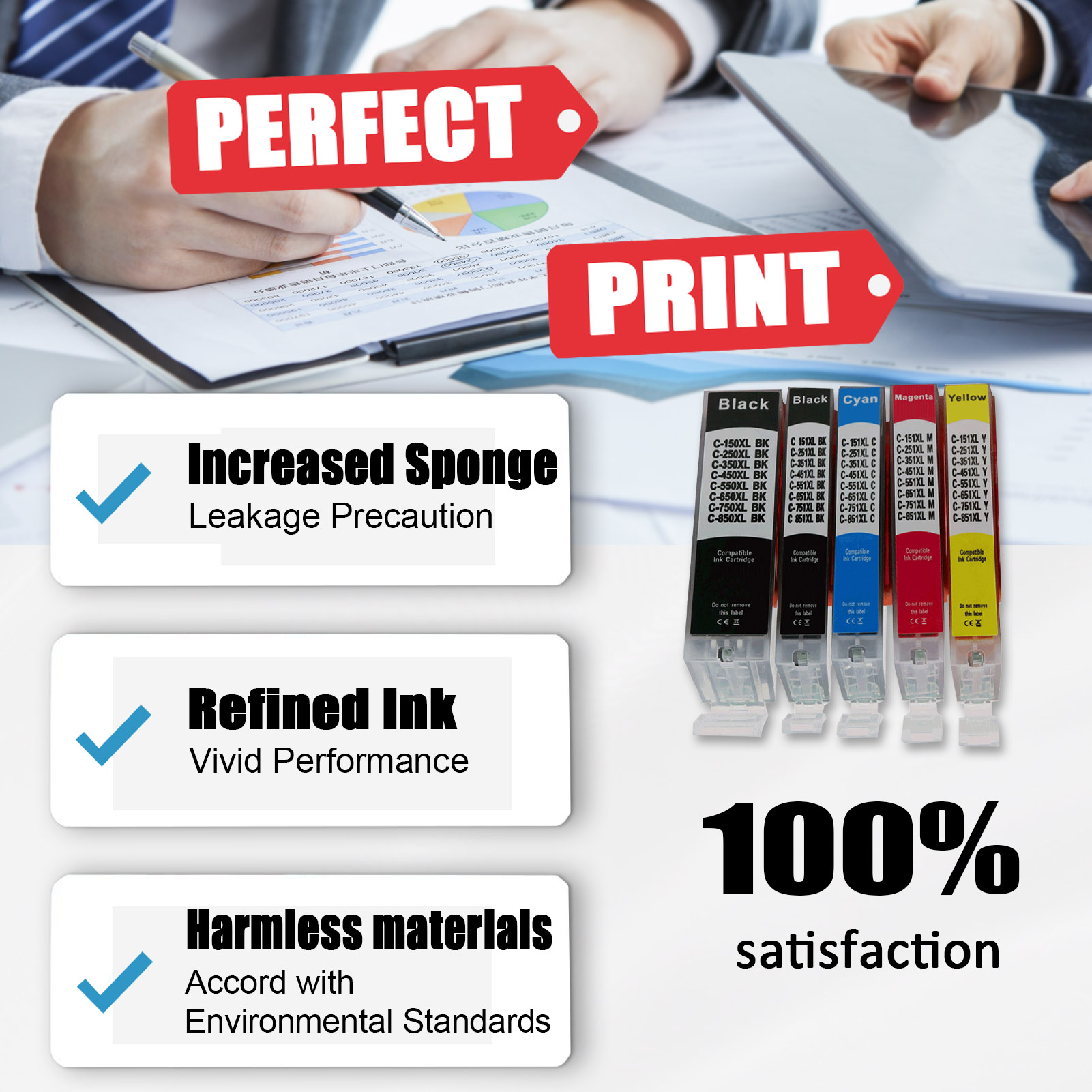 For Canon PGI-150XL CLI-151XL Ink Cartridge Work For Canon Pixma MG5410 MG5510 MG5610 MG6310 MG6410 MG6610 MG7110 MG7510 IP7210 IP8710 MX721 MX921 IX6810 Printers-PrintsBoost