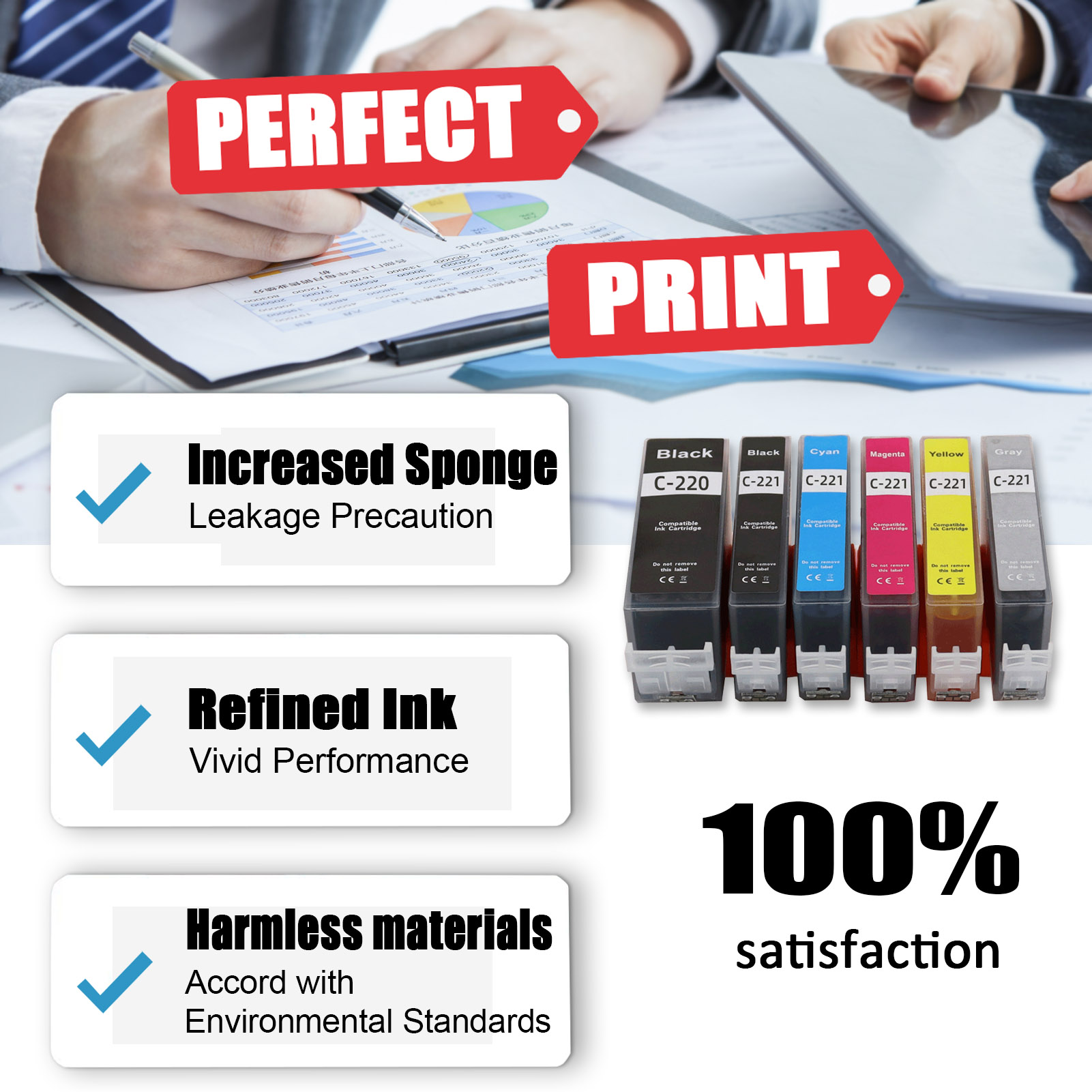 For Canon PGI-220 CLI-221 Ink Cartridge Work For Canon Pixma MP980 MP560 MP540 MP550 MP630 MP620 MP640 MP980 MP990 MX860 MX870 iP4600 iP3600 iP4700 PMFP1 PMFP3 SFP1 Printers-PrintsBoost
