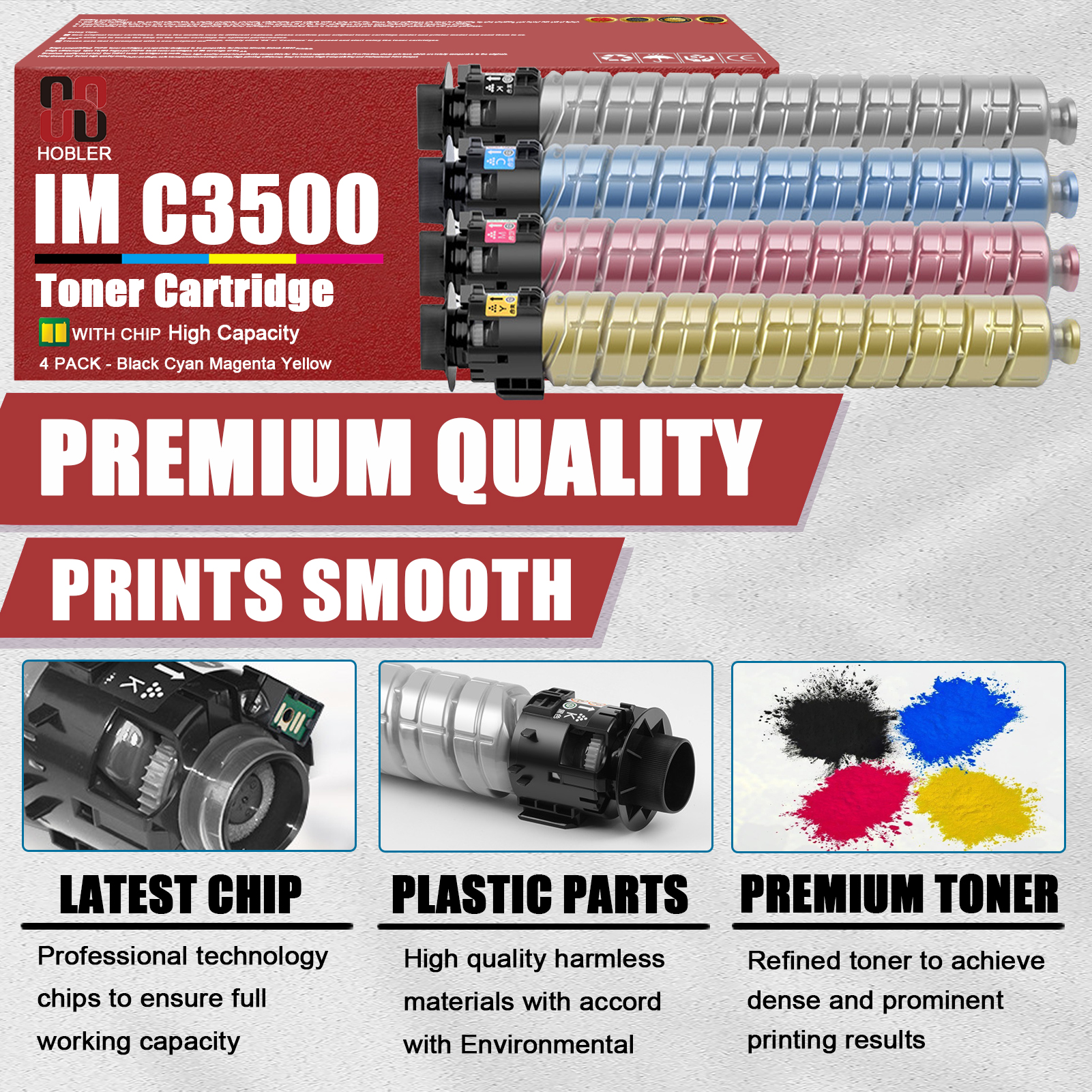 Compatible for Ricoh IM C3500 842255 842258 842257 842256 Toner cartridges Work for Ricoh IM C3000 IM C3500 Printers