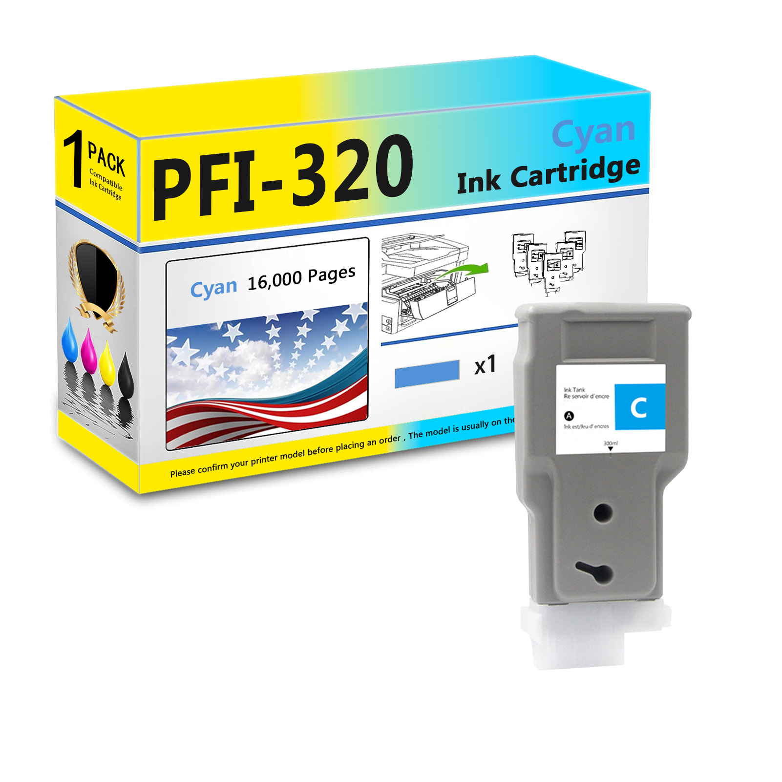 For Canon PFI-320 Ink Cartridge Work For Canon ImagePROGRAF TM-200 TM-205 TM-300 TM-305 Printers