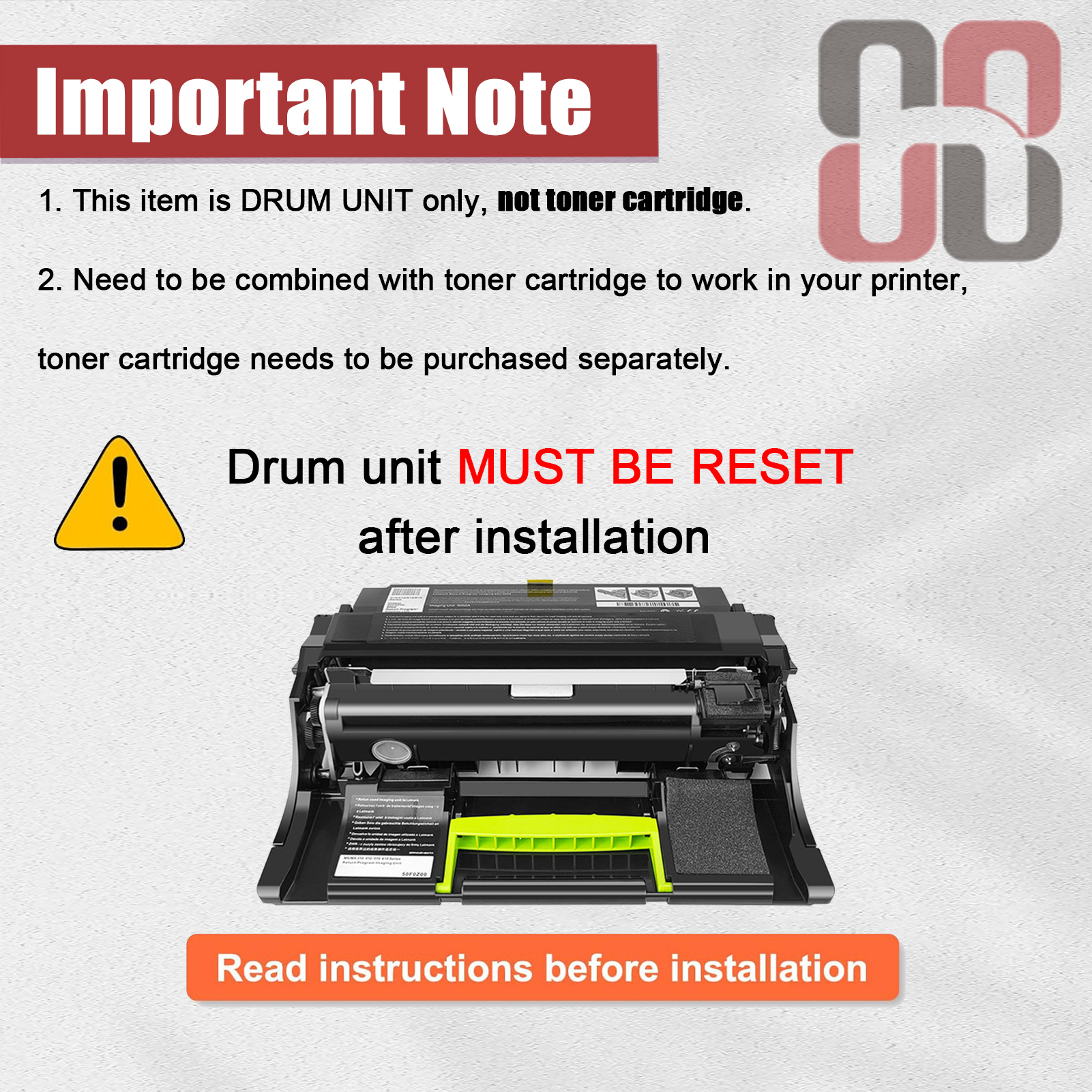 For Dell KVK63 331-9810 331-9811 Imaging Drum Unit Work for Dell B2360d B2360dn B3460dn B3465dn B3465dnf S2830dn S2830 Printers-PrintsBoost