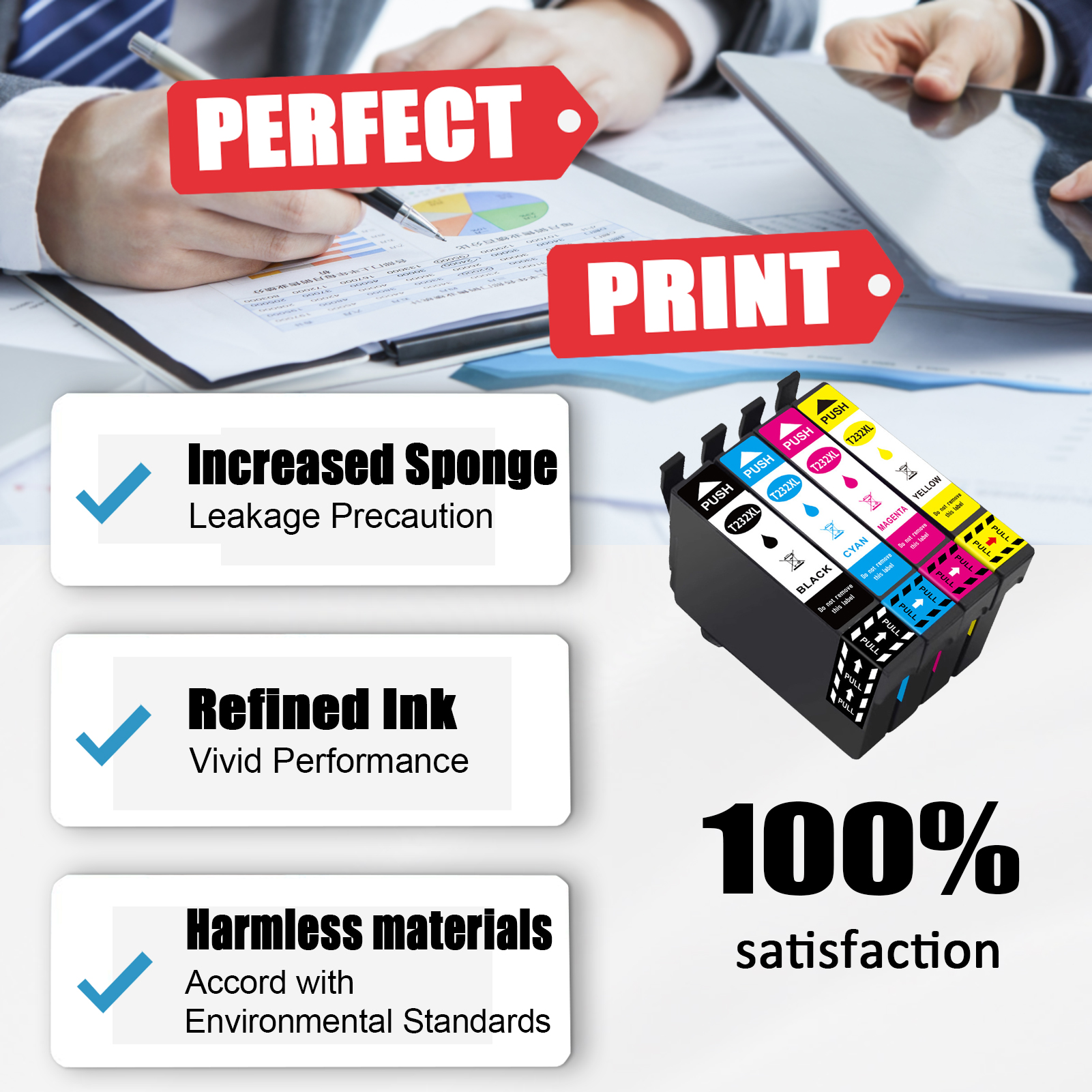 T232XL Ink Cartridges Work for Epson XP-4200 XP-4205 WF-2930 WF-2950 Printers