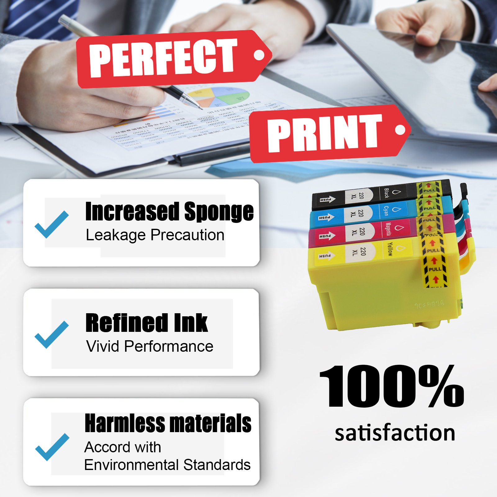 T220XL Ink Cartridges Work for Epson Expression XP-320, XP-420, XP-424 WorkForce WF-2630, WF-2650, WF-2660, WF-2750, WF-2760 Printers