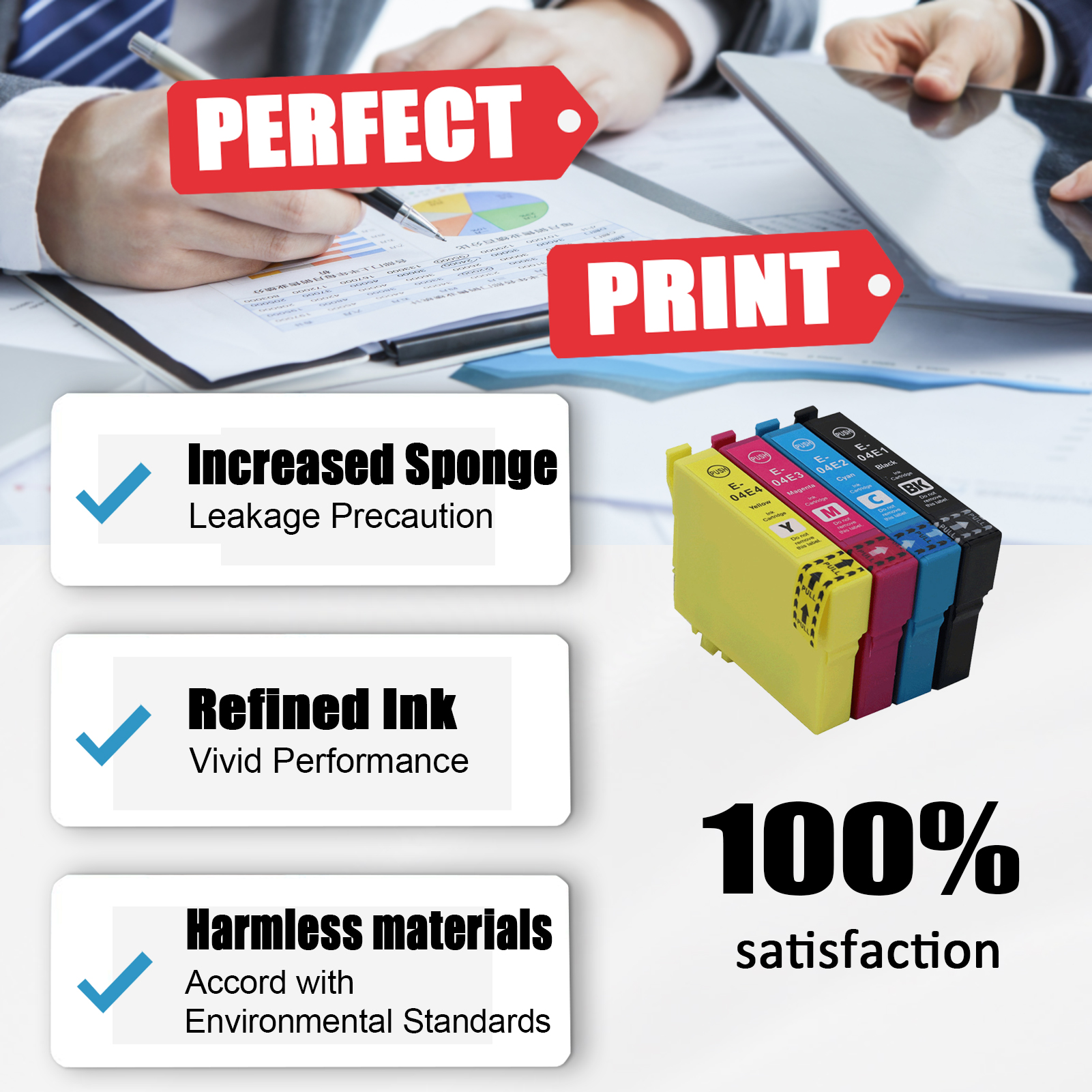 T04E Ink Cartridges Work for Epson Expression XP-2101 XP-4101 WorkForce WF-2831 WF-2851 Printers