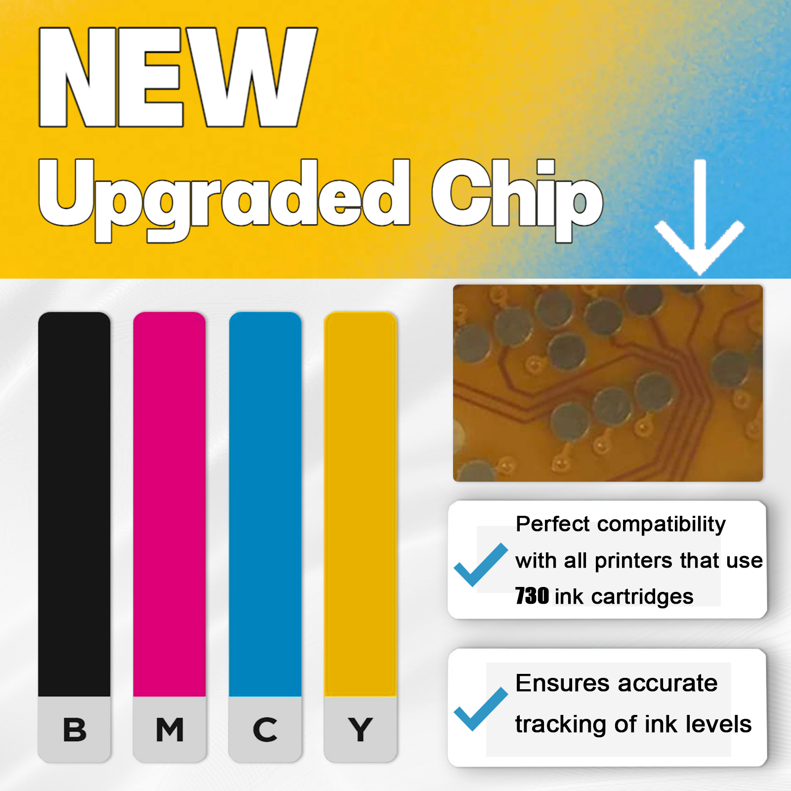 For HP 730 P2V68A P2V69A P2V70A P2V71A P2V72A P2V73A Ink Cartridge Work For HP DesignJet T1600 T1700 T2600 Printers-PrintsBoost