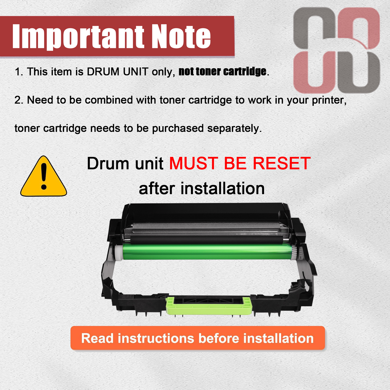For Lexmark 55B0ZA0 Black Imaging Drum Unit Work for Lexmark MS331dn MX331adn MS431dn MX431adn B3340dw B3442dw MB3442adw MB3442i Printers-PrintsBoost