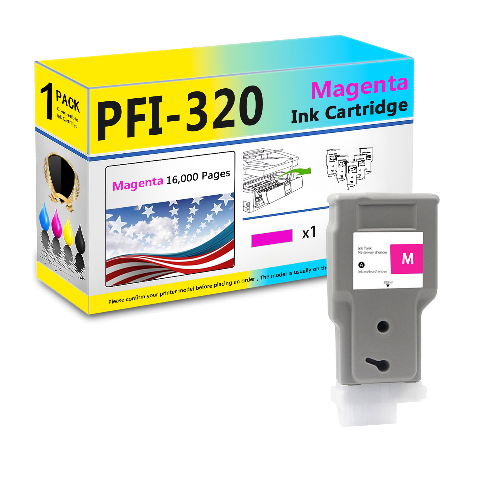 For Canon PFI-320 Ink Cartridge Work For Canon ImagePROGRAF TM-200 TM-205 TM-300 TM-305 Printers