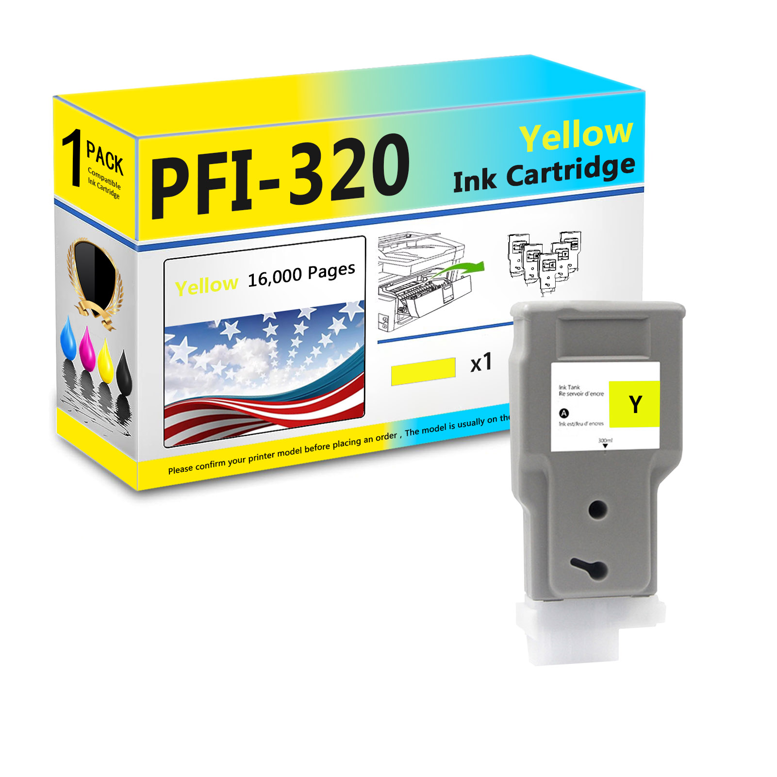 For Canon PFI-320 Ink Cartridge Work For Canon ImagePROGRAF TM-200 TM-205 TM-300 TM-305 Printers