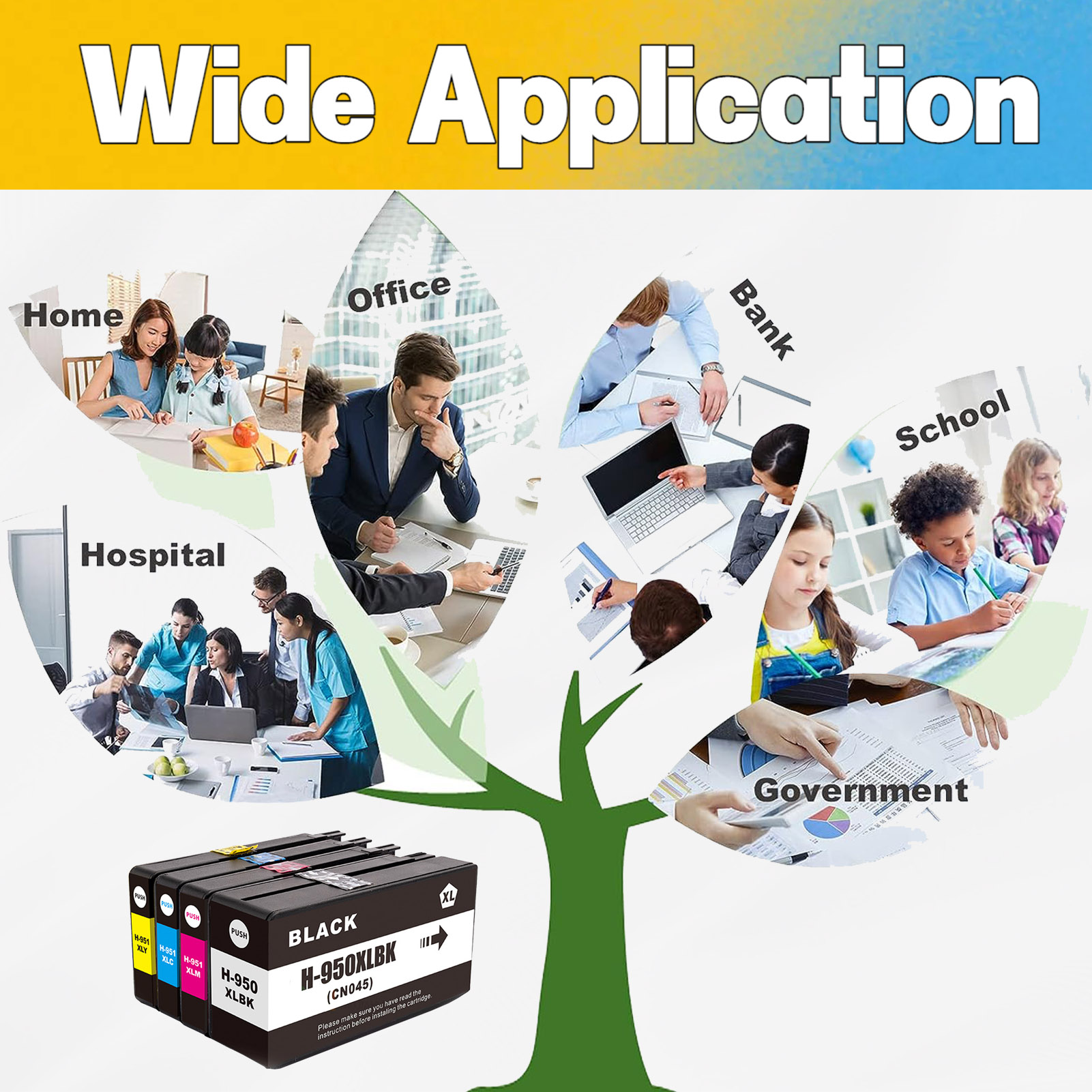 For HP 950XL 951XL Ink Cartridge Work for HP OfficeJet Pro 8100 8600 8610 8615 8620 8625 8630 8640 251dw 271dw 276dw Printers-PrintsBoost