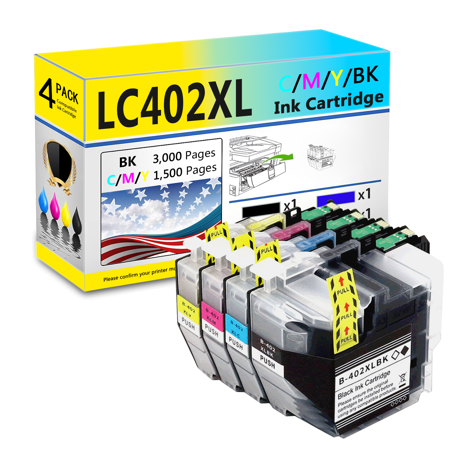 For Brother LC402XL Ink Cartridge Work For Brother MFC-J5340DW MFC-J6740DW MFC-J6540DW MFC-J6940DW Printers-PrintsBoost