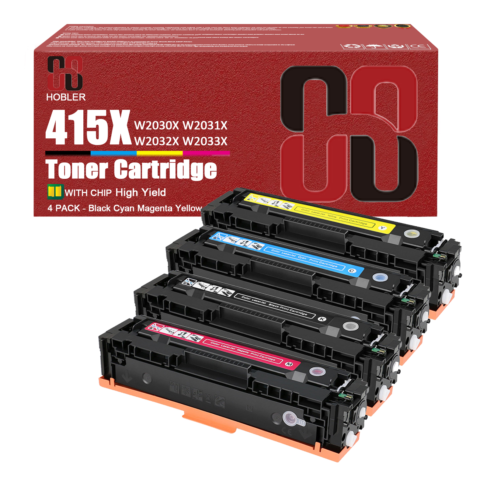 For HP 415X W2030X W2031X W2032X W2033X Toner Cartridge Work for HP M454dn M454dw M454nw MFP M479dw M479fdn M479fdw M479fnw Printers