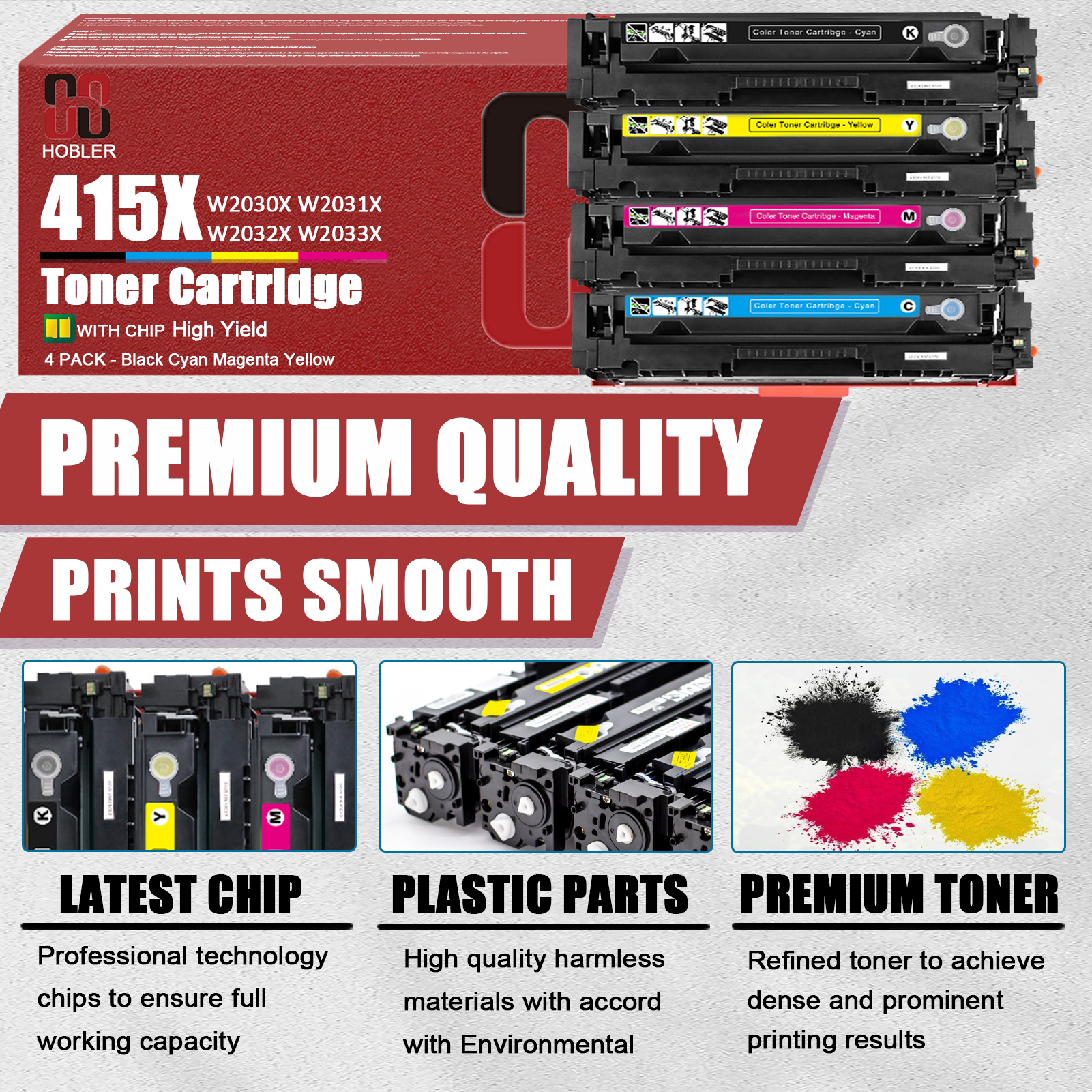 For HP 415X W2030X W2031X W2032X W2033X Toner Cartridge Work for HP M454dn M454dw M454nw MFP M479dw M479fdn M479fdw M479fnw Printers