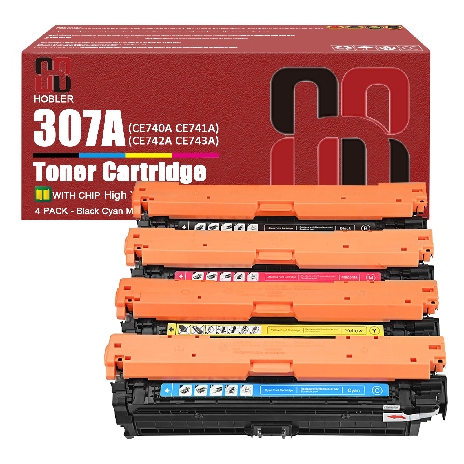 For HP 307A CE740A CE741A CE742A CE743A Toner Cartridge Work for HP Color LaserJet Professional CP5220 CP5225 CP5225n CP5225dn Printers-PrintsBoost