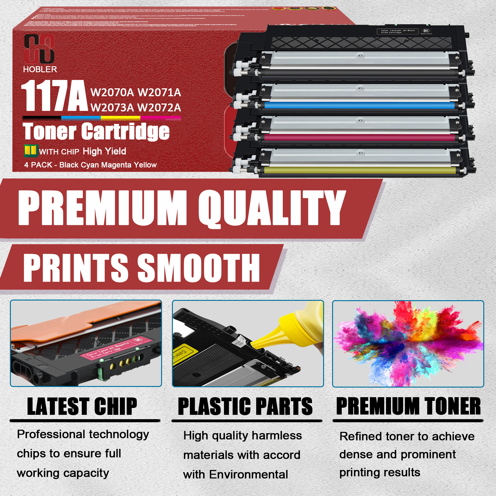 For HP 117A W2070A W2071A W2073A W2072A Toner Cartridge Work for HP Color Laser MFP 150a 150nw 178nwg 178nw 179fwg 179fnw Printers-PrintsBoost