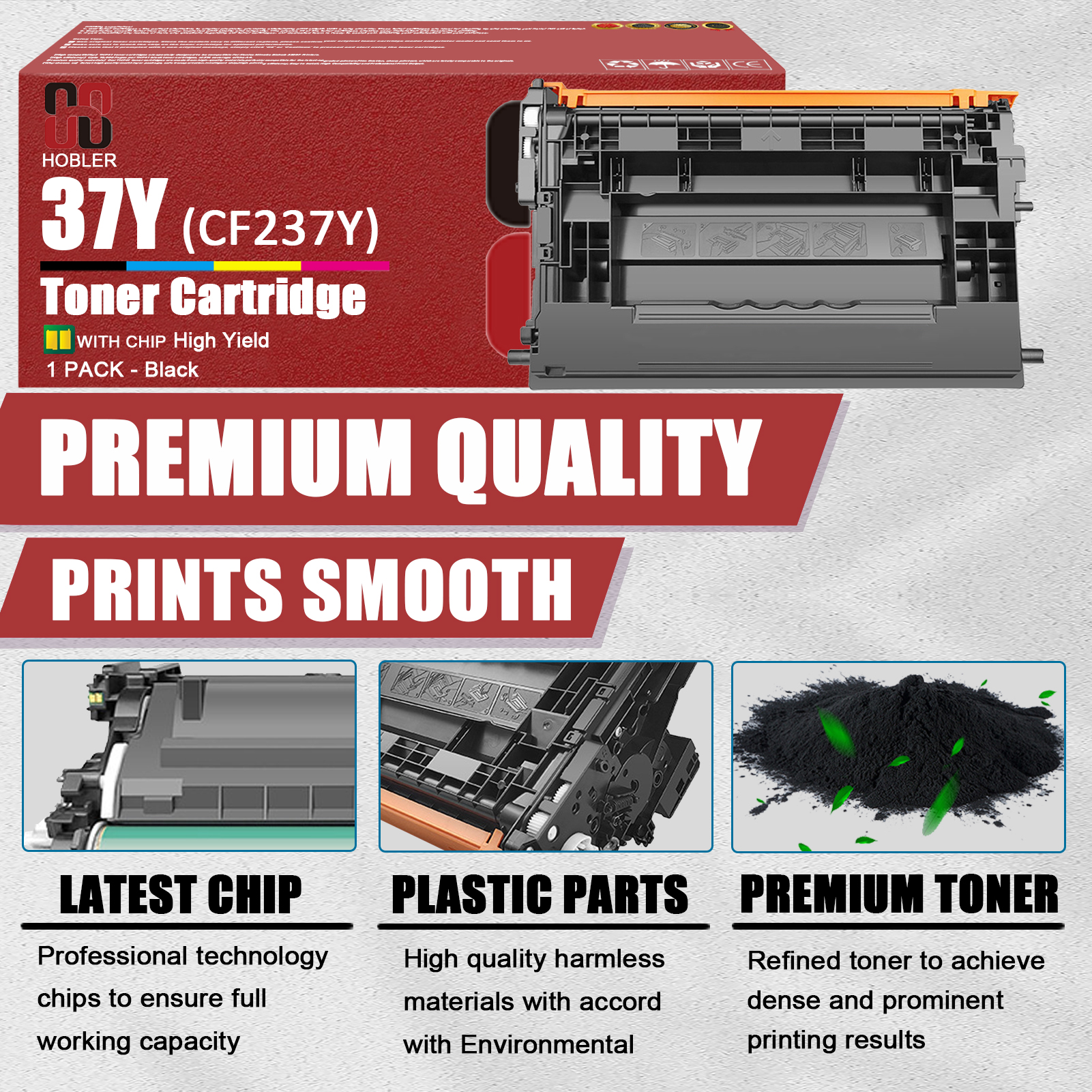 For HP 37Y CF237Y Toner Cartridge Work for HP LaserJet Enterprise M631h M632z M633z M608dn M608n M608x M609dh M609dn Printers-PrintsBoost