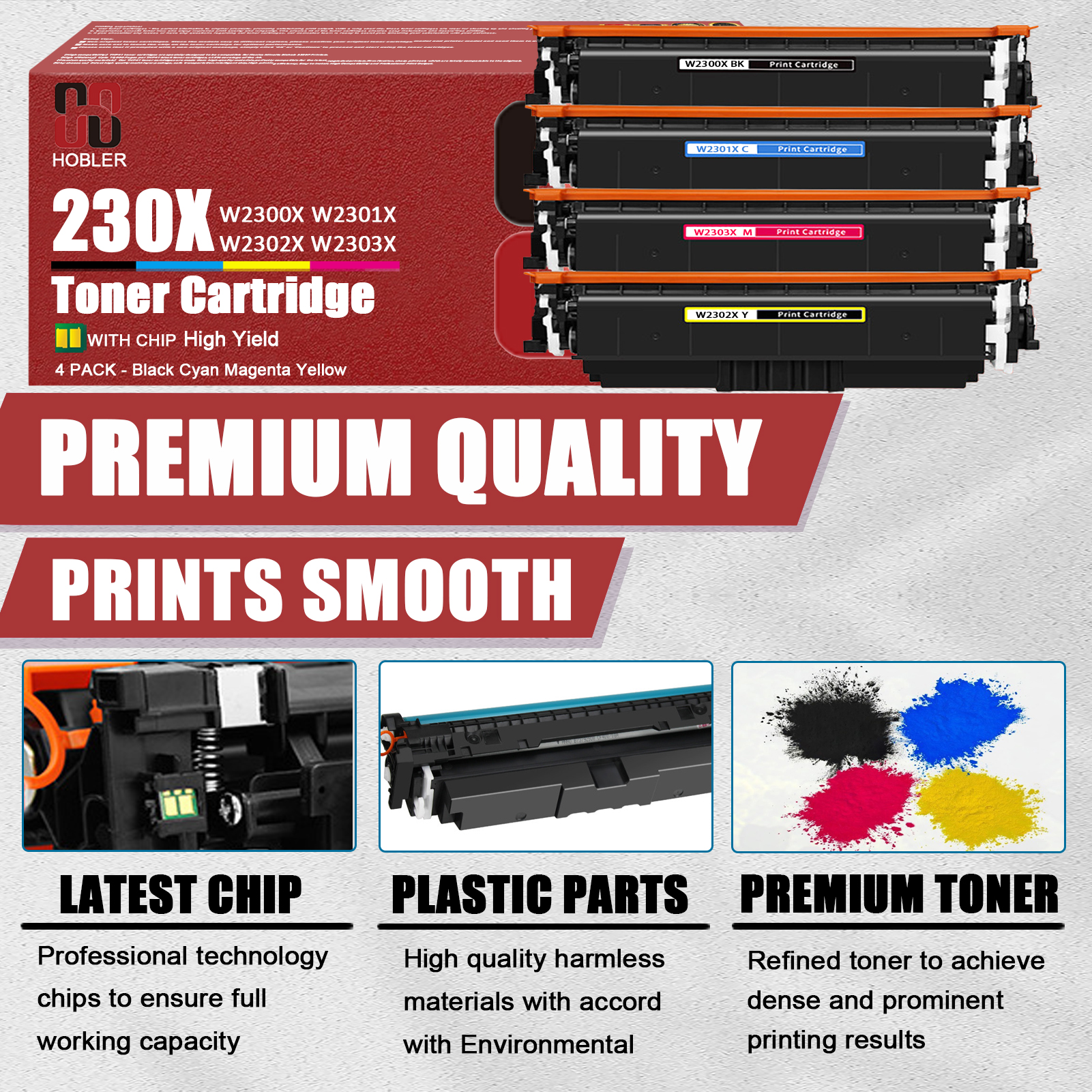 For HP 230X W2300X W2301X W2303X W2302X Toner Cartridge Work for HP Color LaserJet Pro 4203dw 4203dn MFP 4303dw 4303fdw Printers, Black │W2300X, Cyan │W2301X, Magenta │W2303X, Yellow │W2302X-PrintsBoost