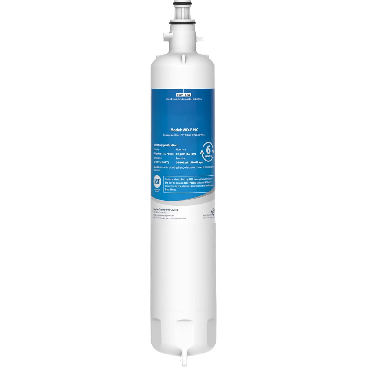 Waterdrop Replacement for GE® RPWFE®, RPWF (Built-in CHIP) Refrigerator Water Filter, Compatible with GFE28GYNFS, GFE28GELDS, PFE28KELDS, PFE28KYNFS, GFD28GELDS, PWE23KELDS, PWE23KMKES