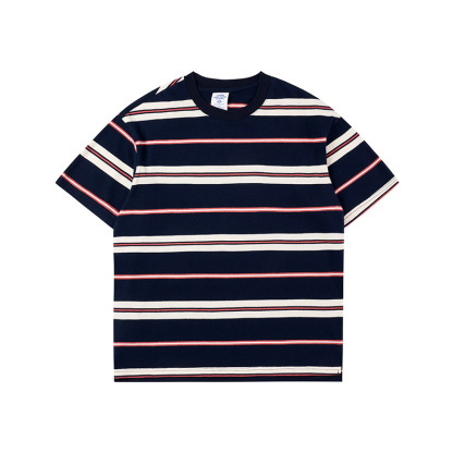 Kaisorn 2025 Cityboy retro contrast color striped T-shirt new loose cotton short-sleeved men