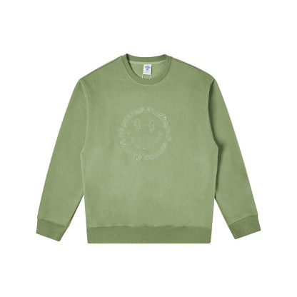 Embroidered smiley face sweatshirt